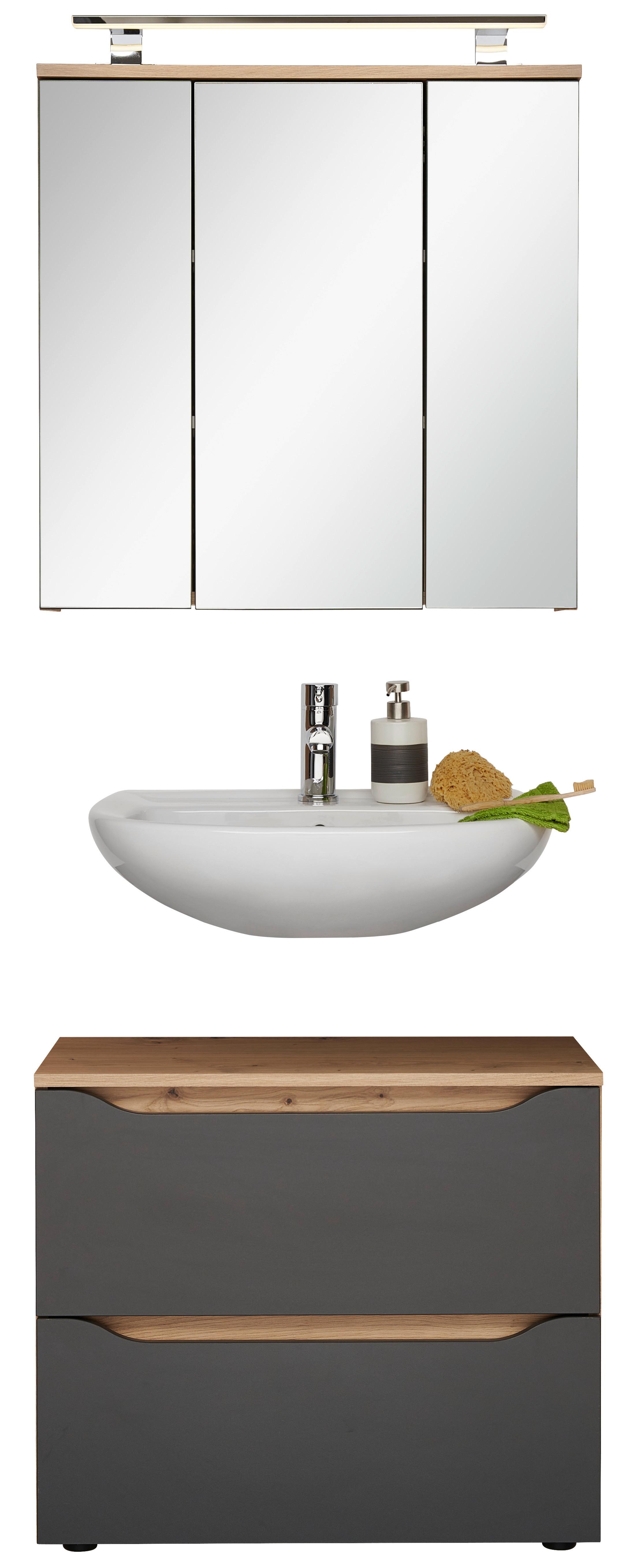 Badezimmer Giga Eichefarben/Anthrazit 2-teilig - Anthrazit/Eiche Artisan, MODERN, Holzwerkstoff (70/190/40cm)