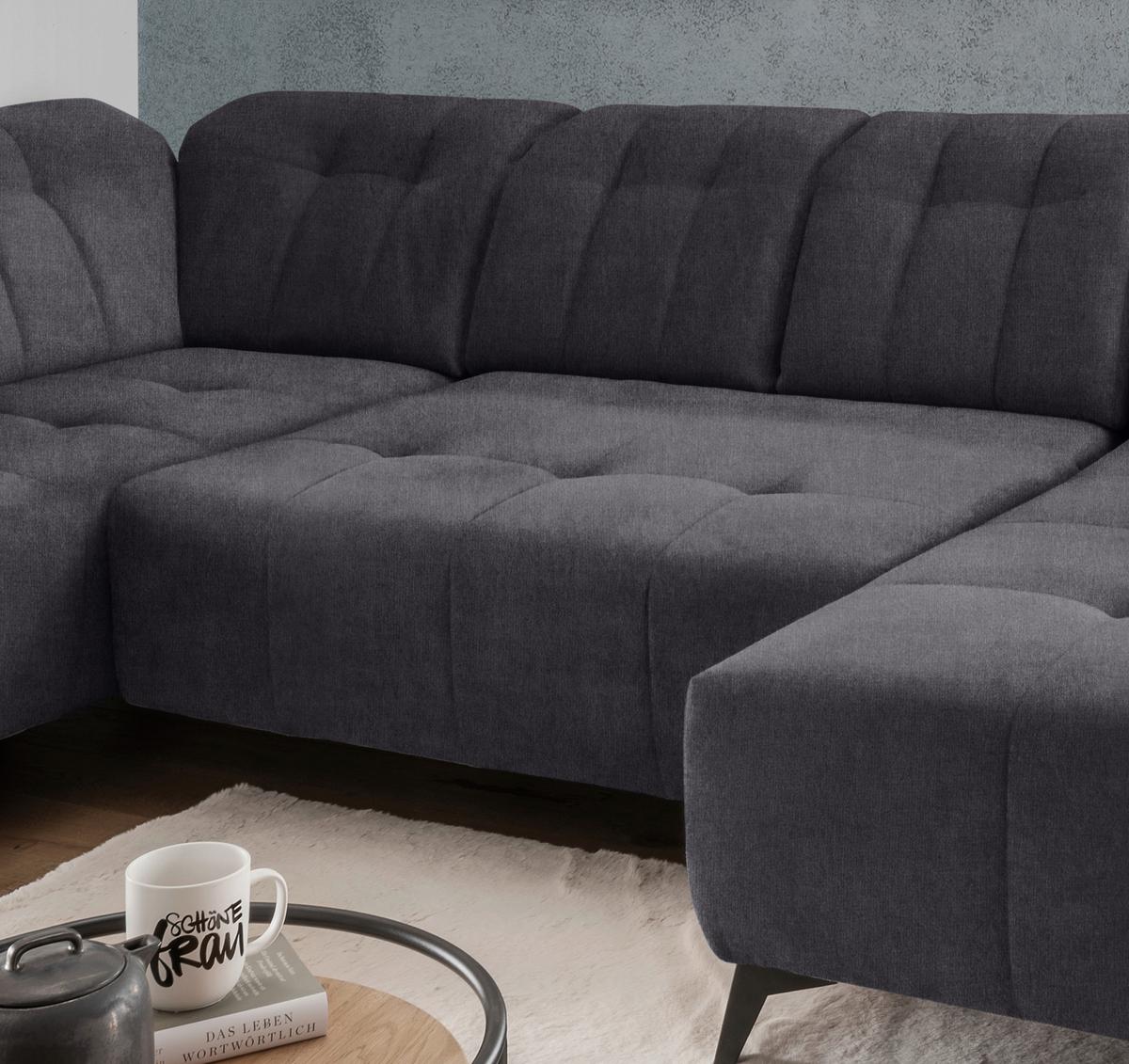 Ecksofa, Sitzvorzug Elektrisch Sano, Anthrazit, 200x337x180cm - Anthrazit/Schwarz, MODERN, Textil (200/337/180cm) - Livetastic