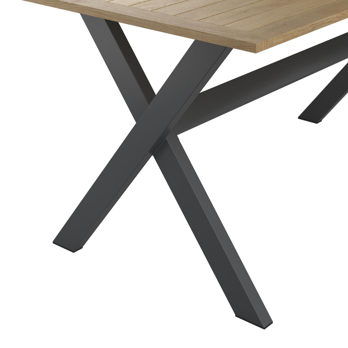 Terasová záhradní souprava MELINA - světle šedá/tmavě šedá, Moderní, kov/dřevo (272/79/84cm) - Bessagi Garden
