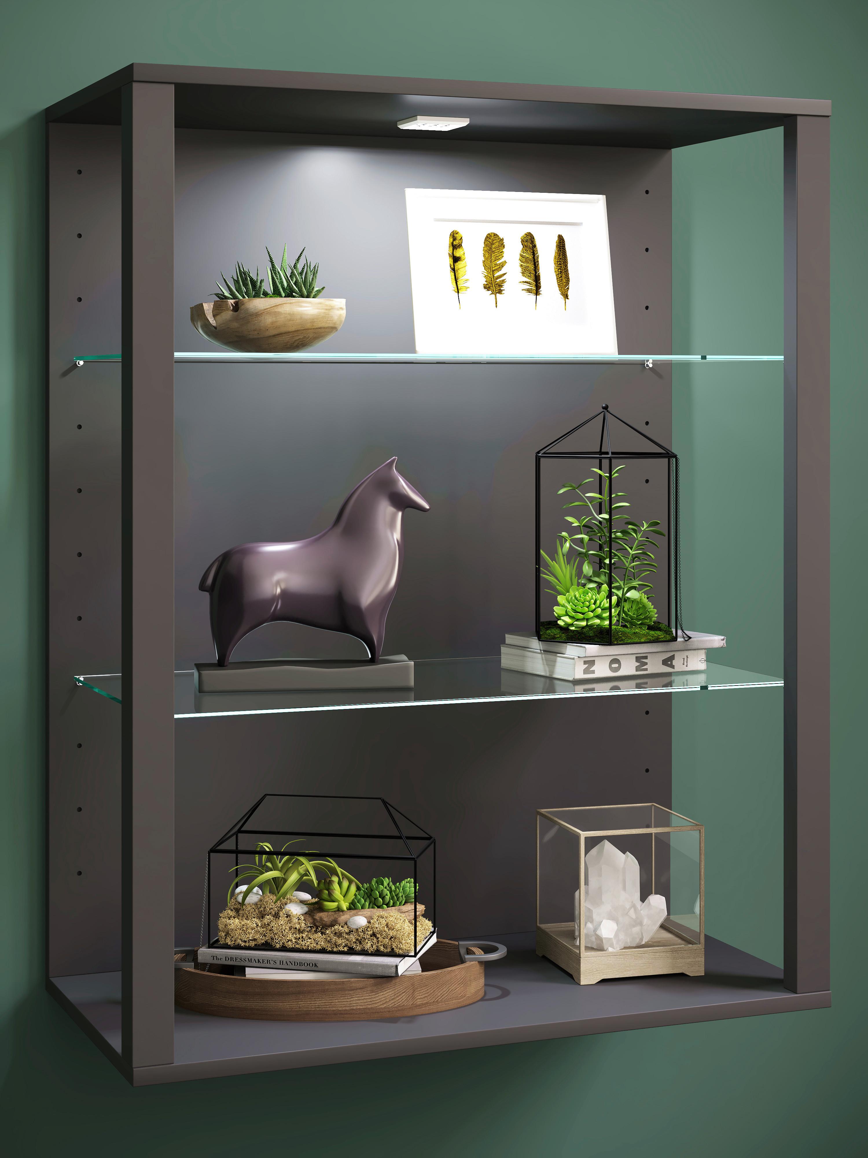 Hängevitrine Glasol Anthrazit B: 70 cm - Anthrazit, Design, Glas/Holzwerkstoff (70/90/35cm) - MID.YOU