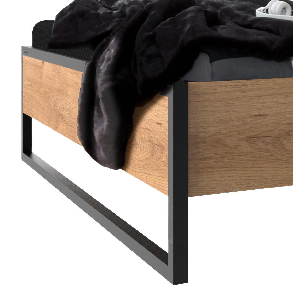 Futonbett 180x200 Detroit, Eichefarben+graphit - Eichefarben/Graphitfarben, Basics, Holzwerkstoff (180/200cm) - MID.YOU