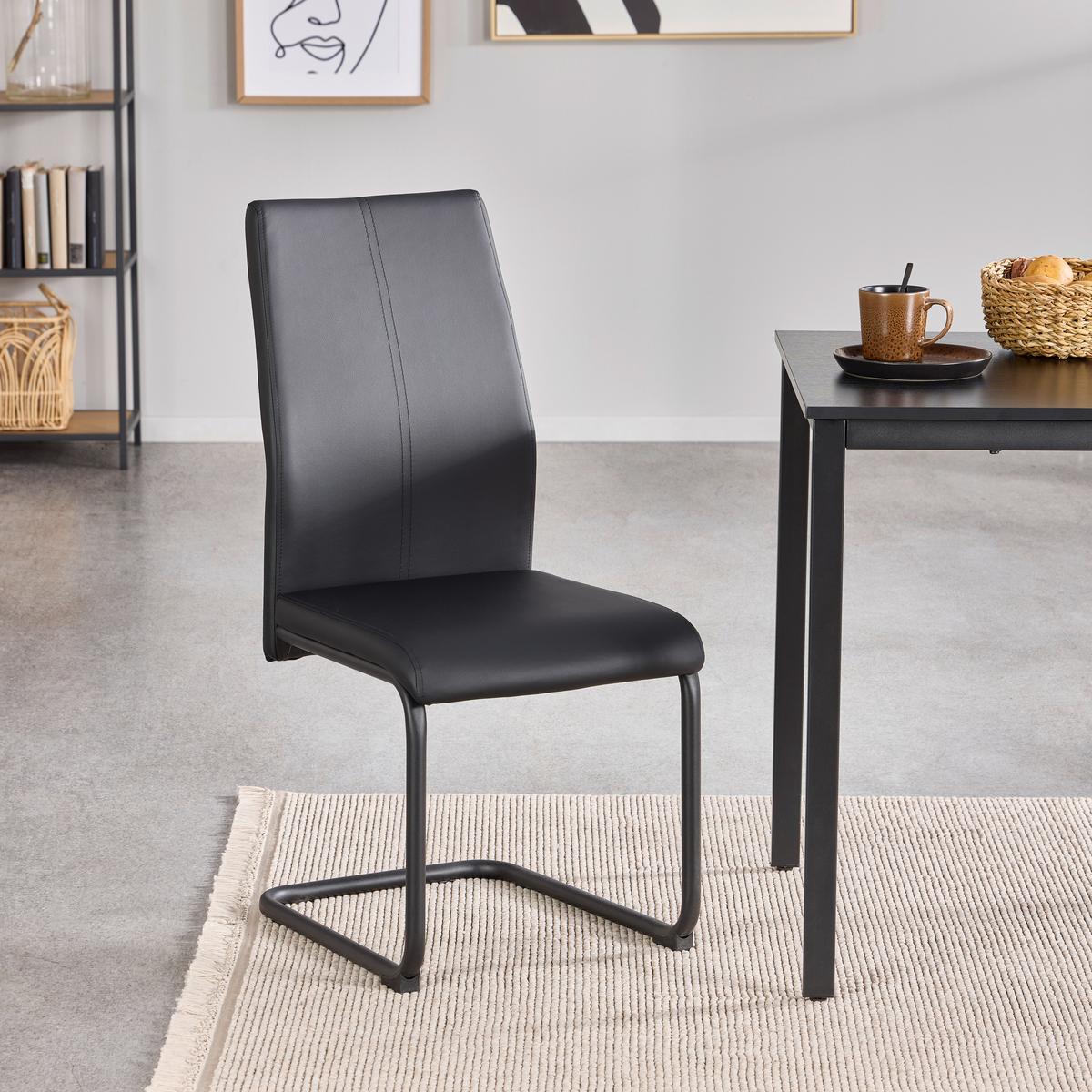 Schwingstuhl Anne Schwarz Lederlook - Schwarz, KONVENTIONELL, Textil/Metall (44/96/57cm)