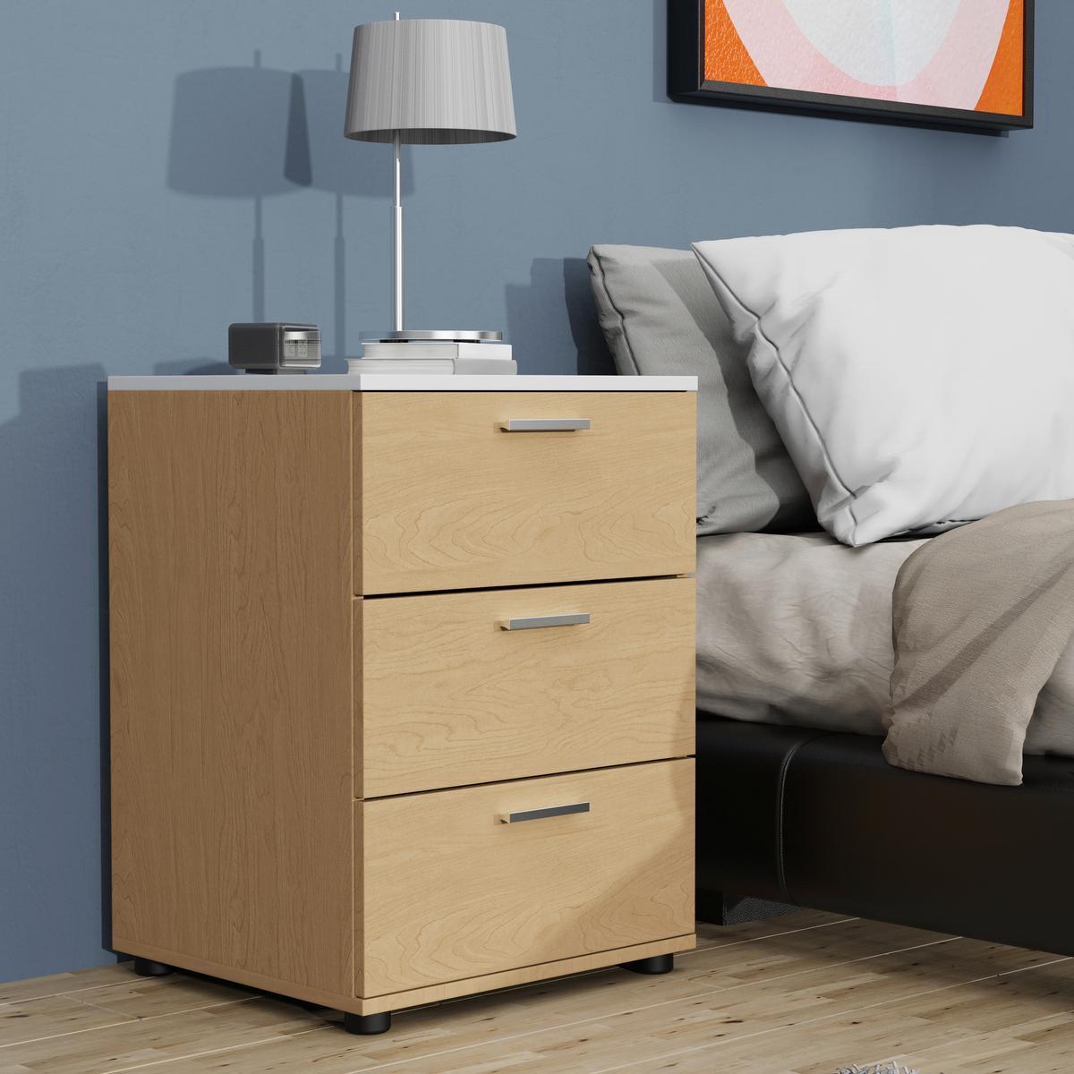 Nachtkästchen Testalo Weiß, Eiche Dekor B: 46 cm - Honigeiche/Eichefarben, MODERN, Holzwerkstoff (46/59/42cm) - MID.YOU