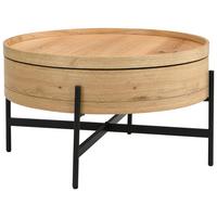 Couchtisch Malabo rund Eiche Dekor, B: 80cm - Eichefarben/Schwarz, MODERN, Holzwerkstoff (80/45/80cm)