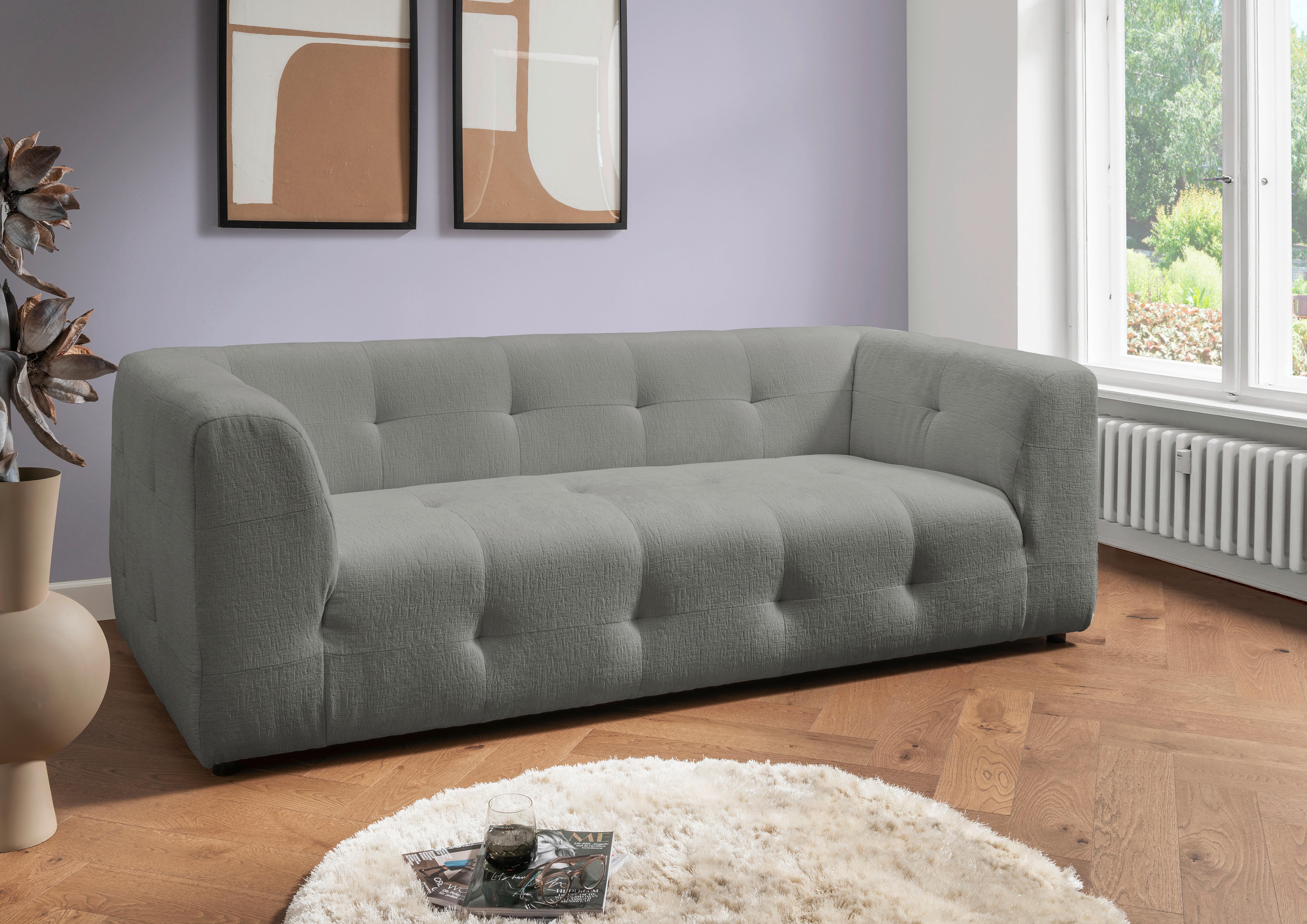 2,5-Sitzer Velice, Graubraun B: 218 cm - Graubraun/Schwarz, Design, Textil (218/72/95cm) - Livetastic