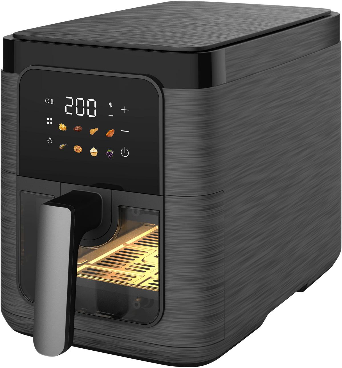 HEISSLUFTFRITTEUSE 1500W, 6 Liter - Schwarz, Trend, Glas/Kunststoff (22,7/45/28,3cm)