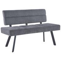 Sitzbank Paros mit Lehne Anthrazit, B: 140 cm - Anthrazit/Schwarz, KONVENTIONELL, Textil/Metall (140/88/62cm) - MID.YOU