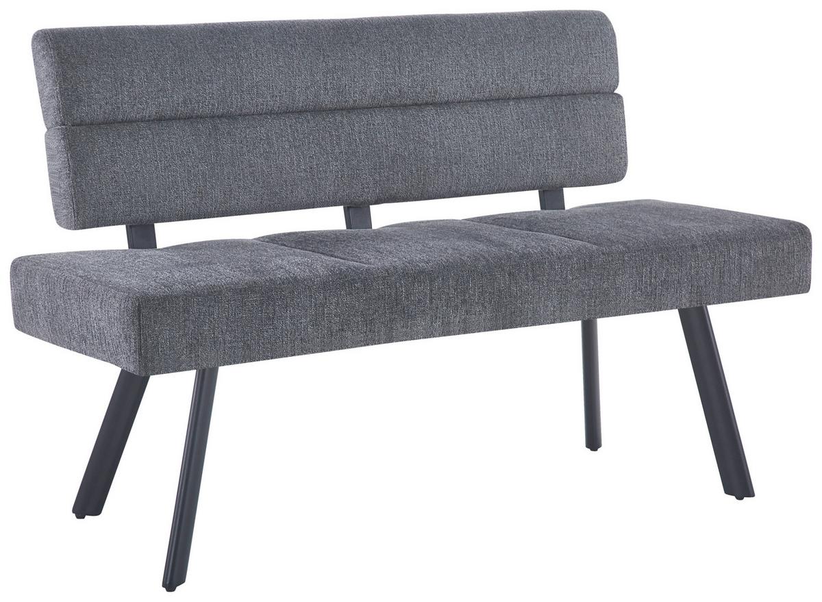 Sitzbank Paros mit Lehne Anthrazit, B: 140 cm - Anthrazit/Schwarz, KONVENTIONELL, Textil/Metall (140/88/62cm) - MID.YOU