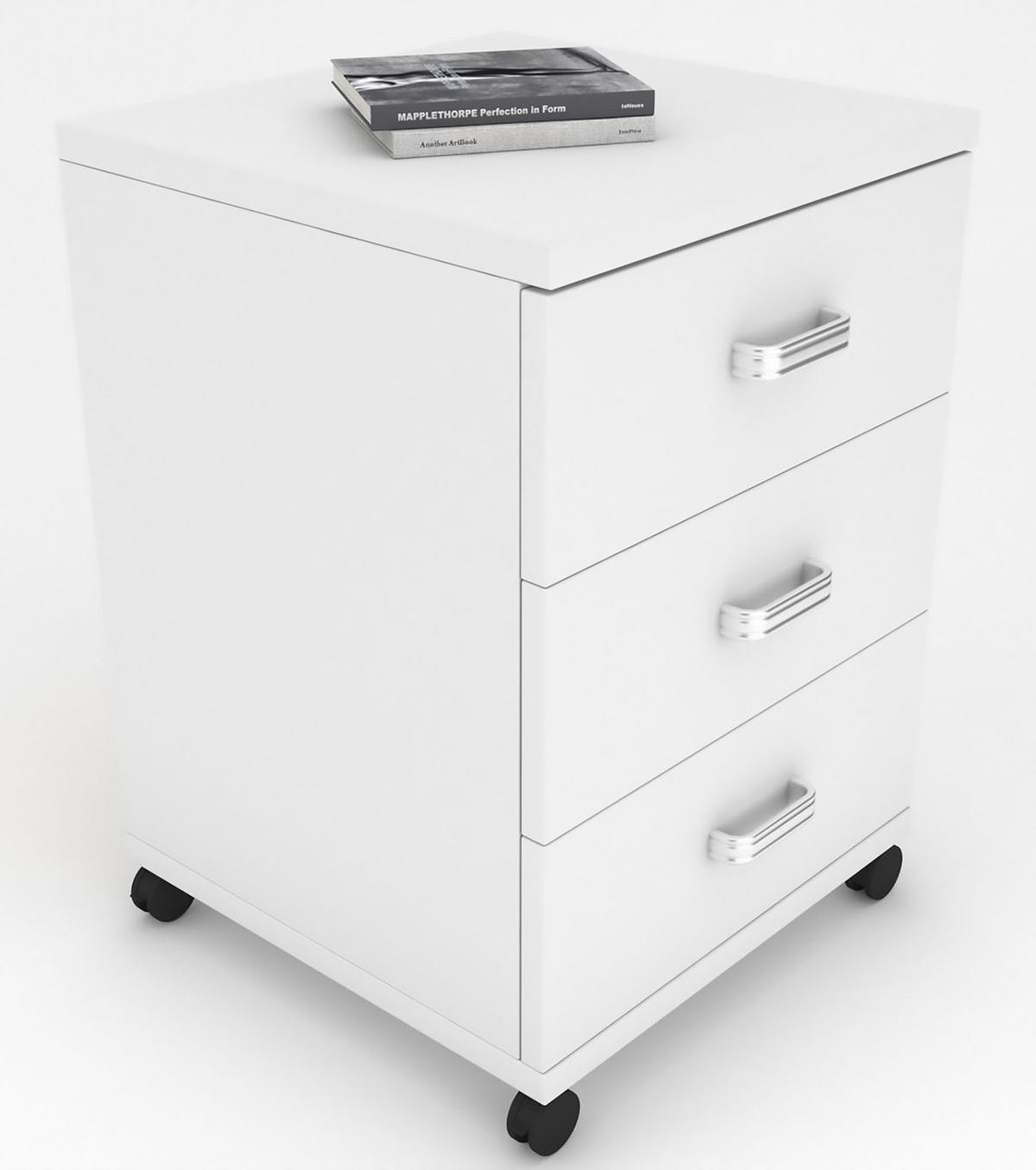Rollcontainer Weiß Tobila 45x58x44 cm - Weiß, Basics, Holzwerkstoff/Kunststoff (45/58/44cm) - MID.YOU