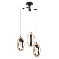 ZÁVESNÉ SVIETIDLO BASILDON - čierna/prírodná farba, Basics, kov/drevo (130cm) - Eglo