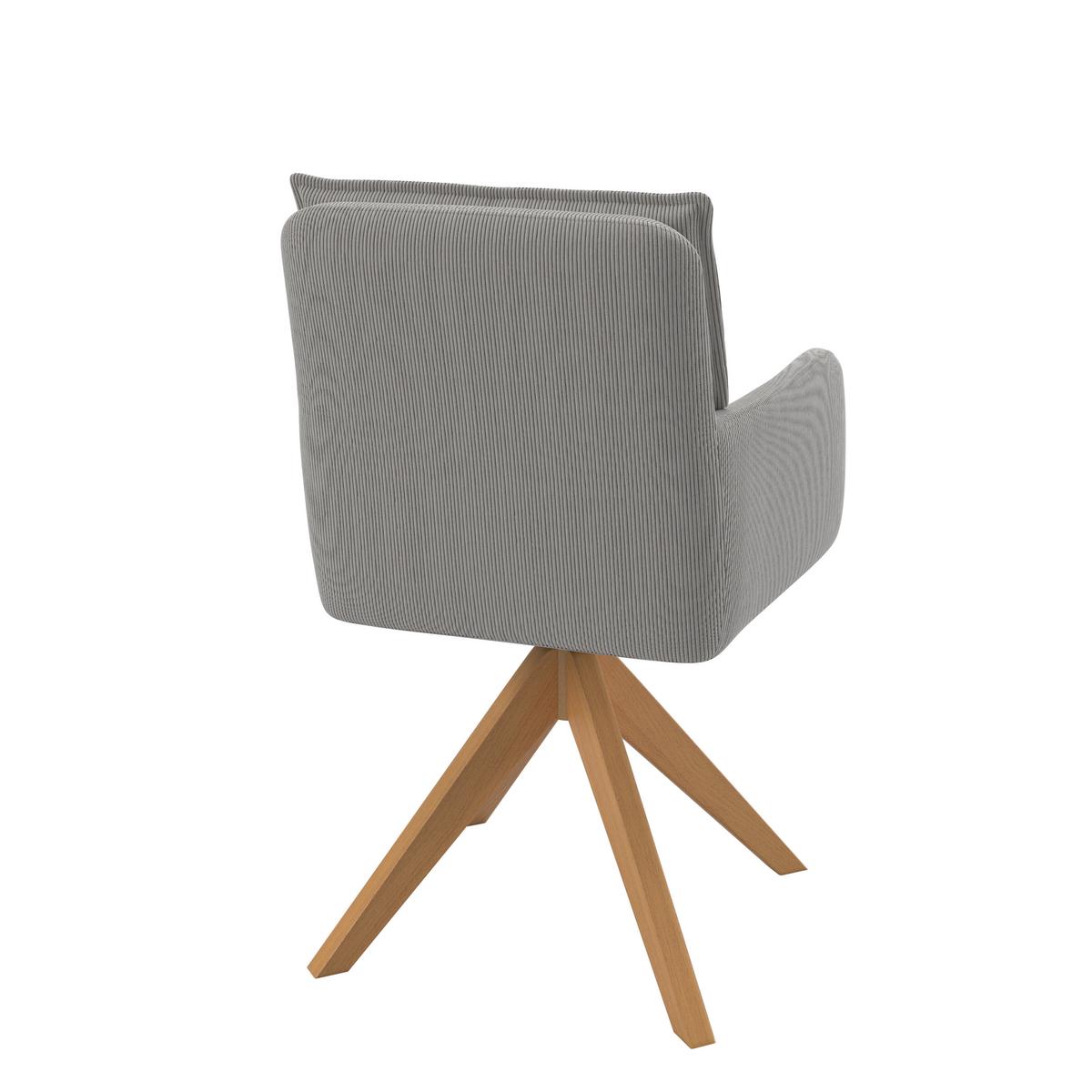 Stolička s podrúčkami FELINA - prírodná farba/svetlosivá, Modern, kov/drevo (57/94/64cm) - Bessagi Home
