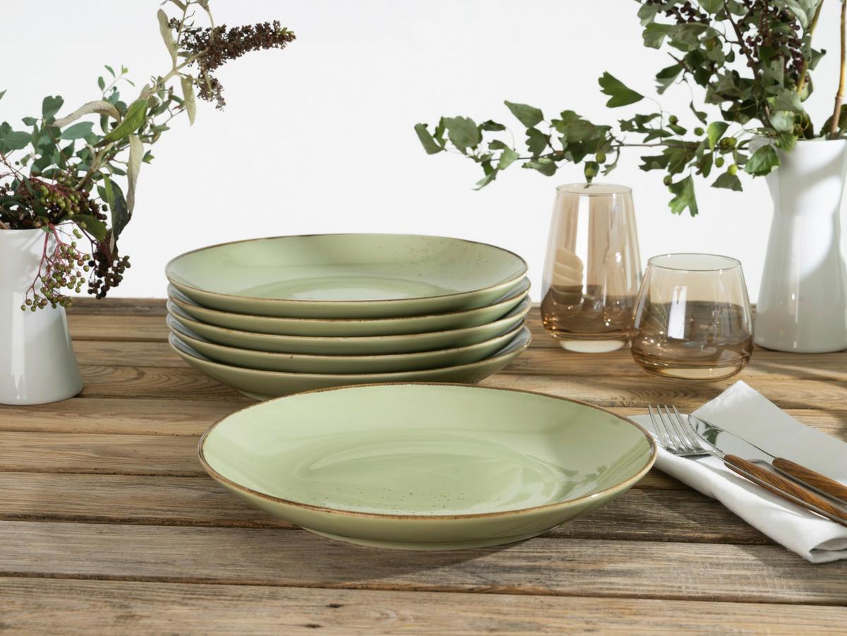 SPEISETELLERSET 22050 NATURE COLLECTION - Grün, Trend, Keramik (27cm) - Creatable