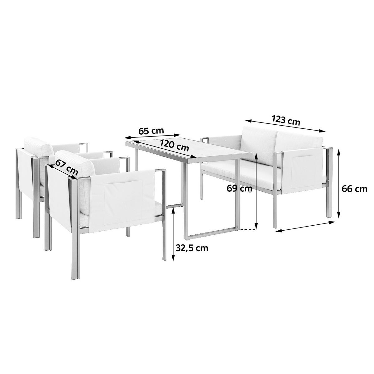 Loungegarnitur 4-tlg Padua Metall/kunststoff Mit Kissen - Dunkelgrau/Schwarz, MODERN, Holz/Kunststoff - Beldano