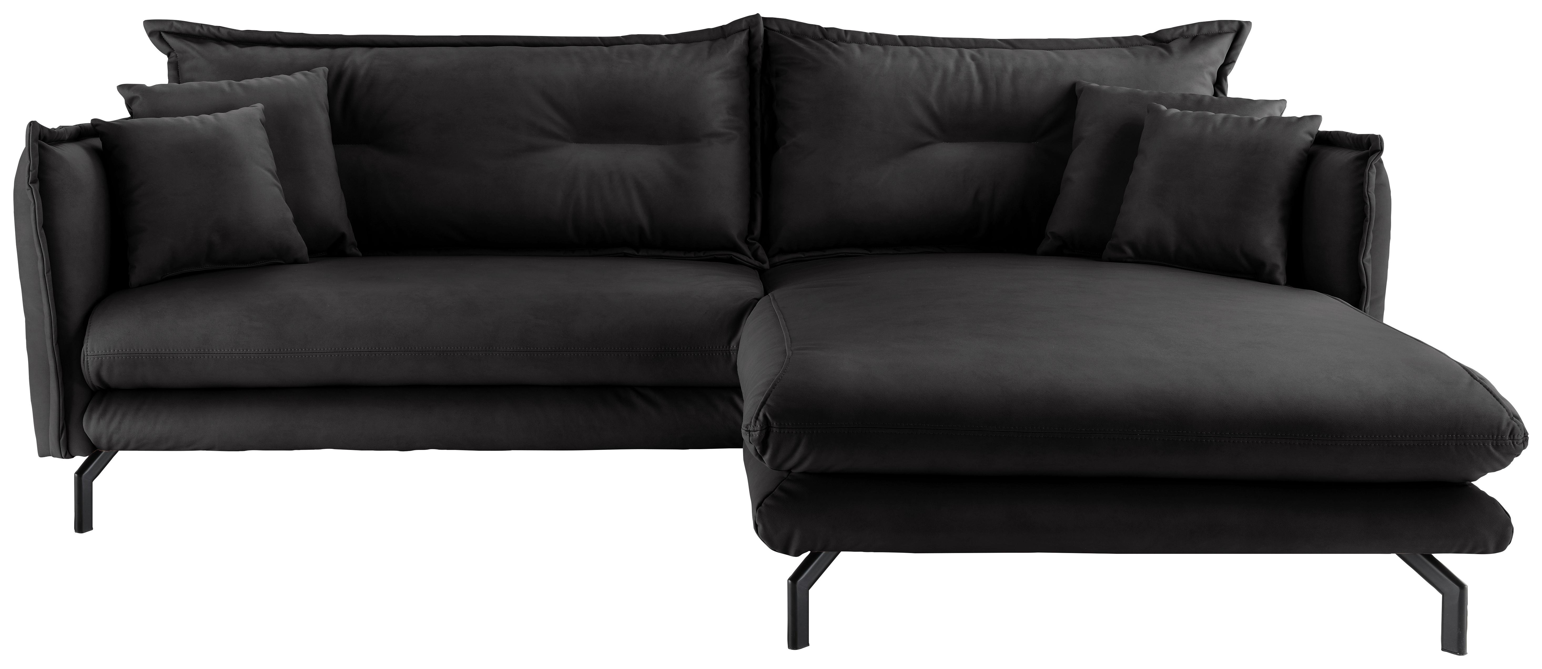 Ecksofa Lava Schwarz S: 255x180cm - Schwarz, MODERN, Textil (255/180cm) - Livetastic