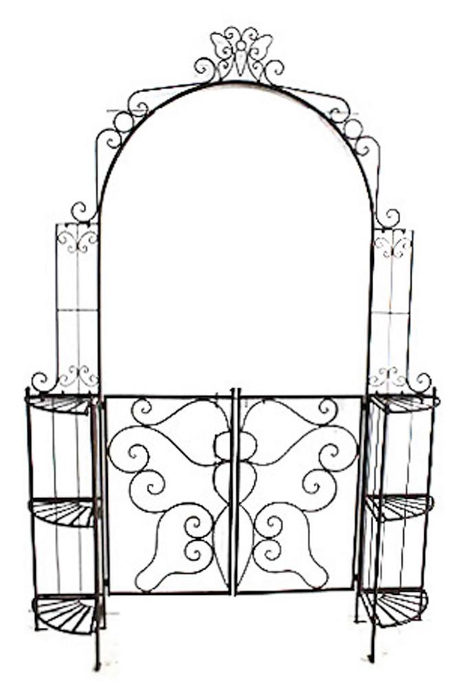 Rosenbogen mit Tür aus Stahl Laki BxH: ca. 156x233 cm - Schwarz, MODERN, Metall (156/233/29cm)