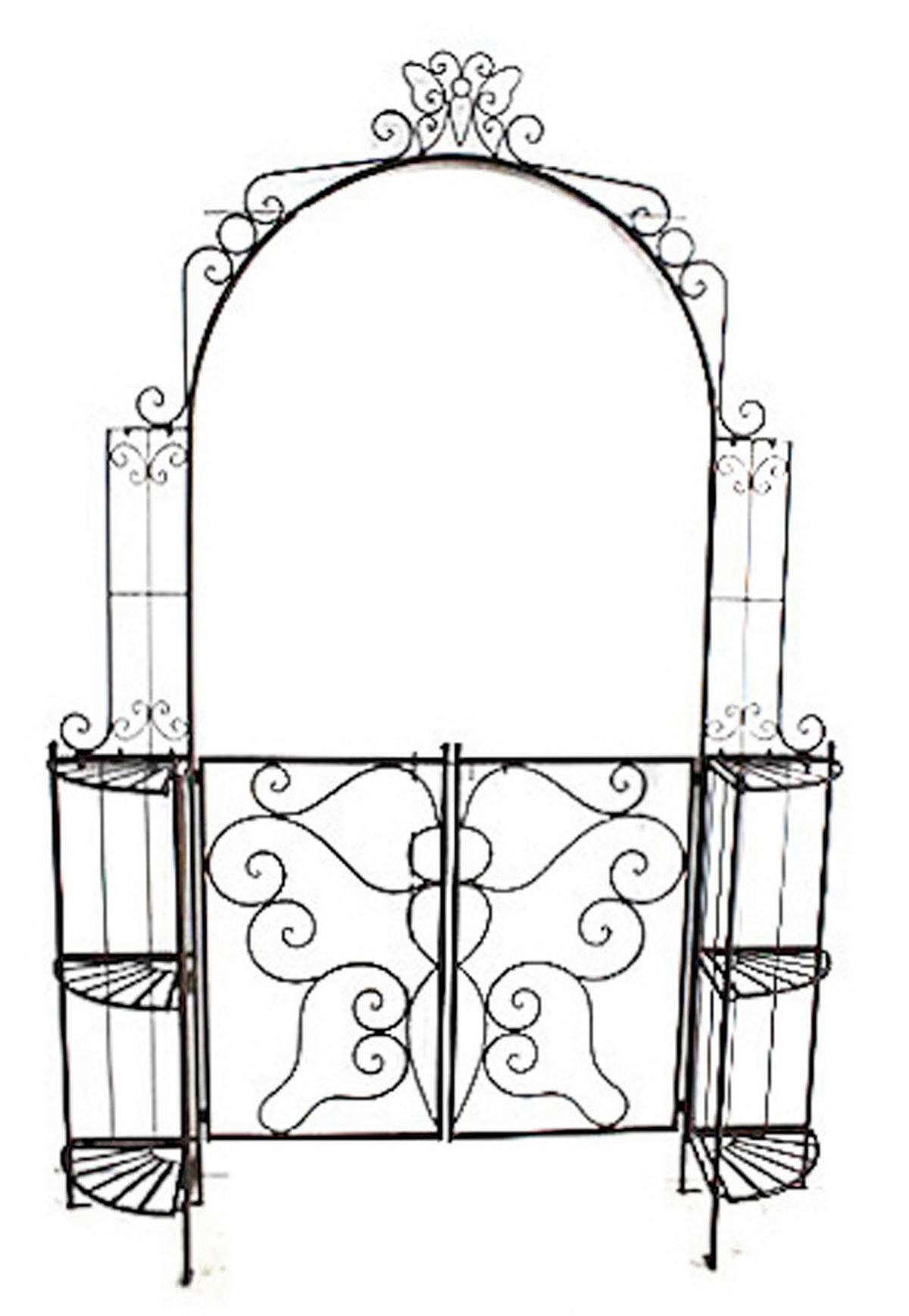 Rosenbogen mit Tür aus Stahl Laki BxH: ca. 156x233 cm - Schwarz, MODERN, Metall (156/233/29cm)