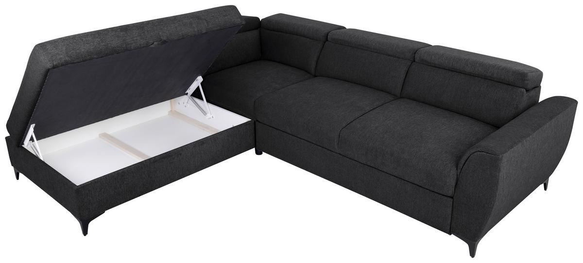 Ecksofa Lapis Schwarz S: 217/255 cm - Schwarz, KONVENTIONELL, Textil (217/255cm) - MID.YOU