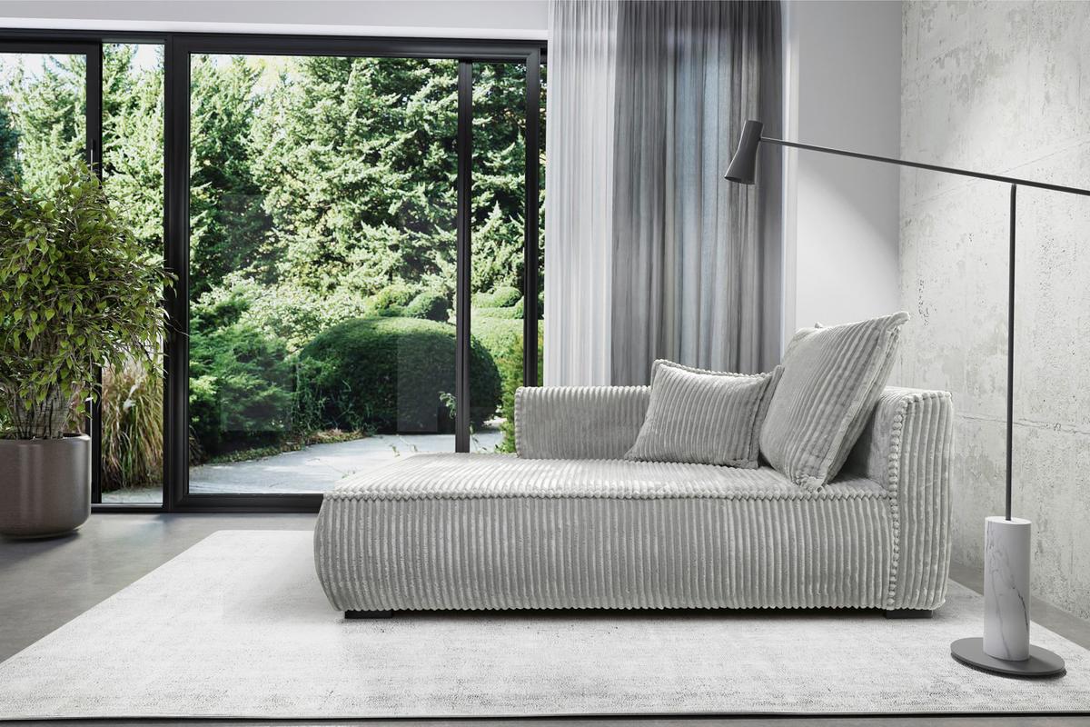 Recamiere Modena Links Hellgrau, B: 208 cm - Hellgrau/Schwarz, Design, Textil (207/75/121cm) - MID.YOU