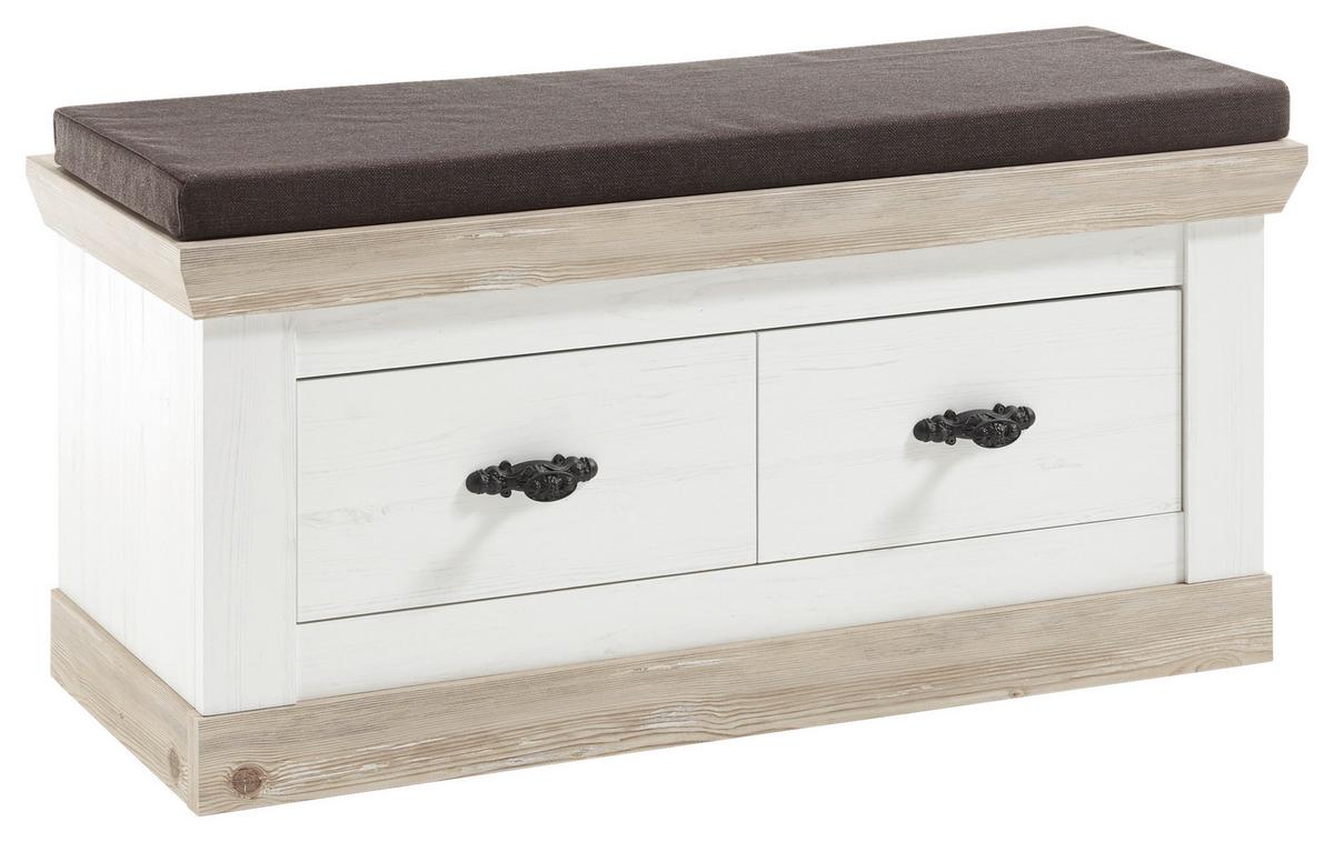 Garderobenbank Florenz Pinienfarbe/Hellbraun 107cm - Hellbraun/Braun, Design, Holzwerkstoff/Textil (107/55/45cm) - MID.YOU