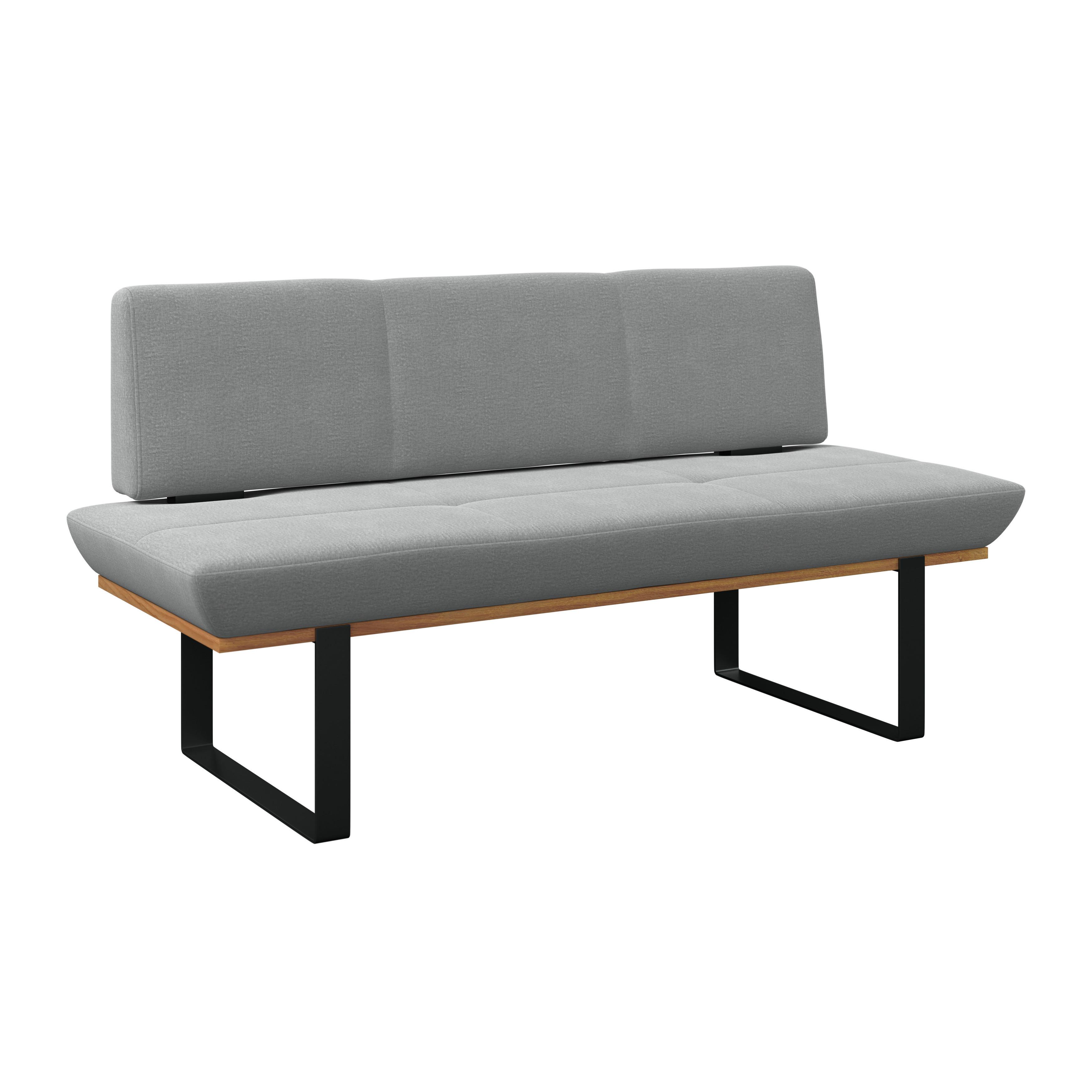 Sitzbank Tristan Webstoff hellgrau, B: 170cm - Hellgrau/Schwarz, MODERN, Holz/Textil (170/48/90cm) - James Wood