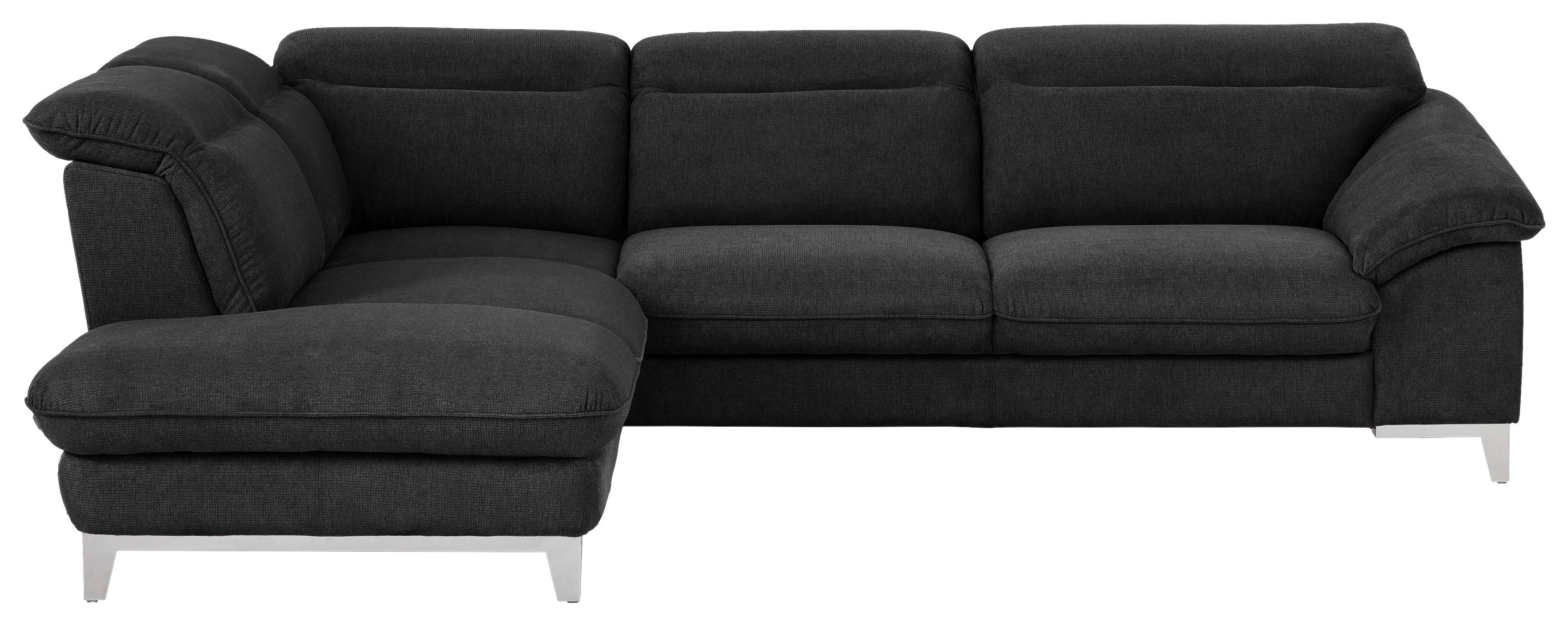 Ecksofa Mit Schlaffunktion Teresa Schwarz - Chromfarben/Schwarz, Design, Textil (232/293cm) - Livetastic