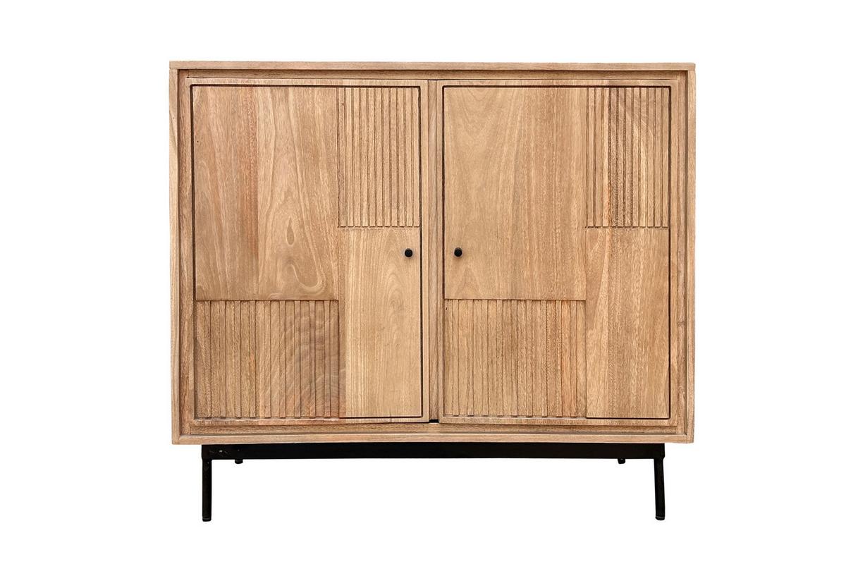 KOMMODE Schwarz/Naturfarben B: 100cm - Schwarz/Naturfarben, Design, Holz/Metall (100/90/40cm) - MID.YOU