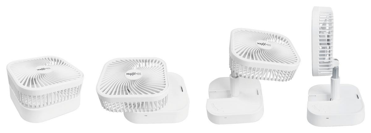 Tischventilator 1,3-4,8 W Maxxmee H: 19,7 Cm - Weiß, Basics, Kunststoff/Metall (19,7/19,7/9,3cm) - TV - Unser Original