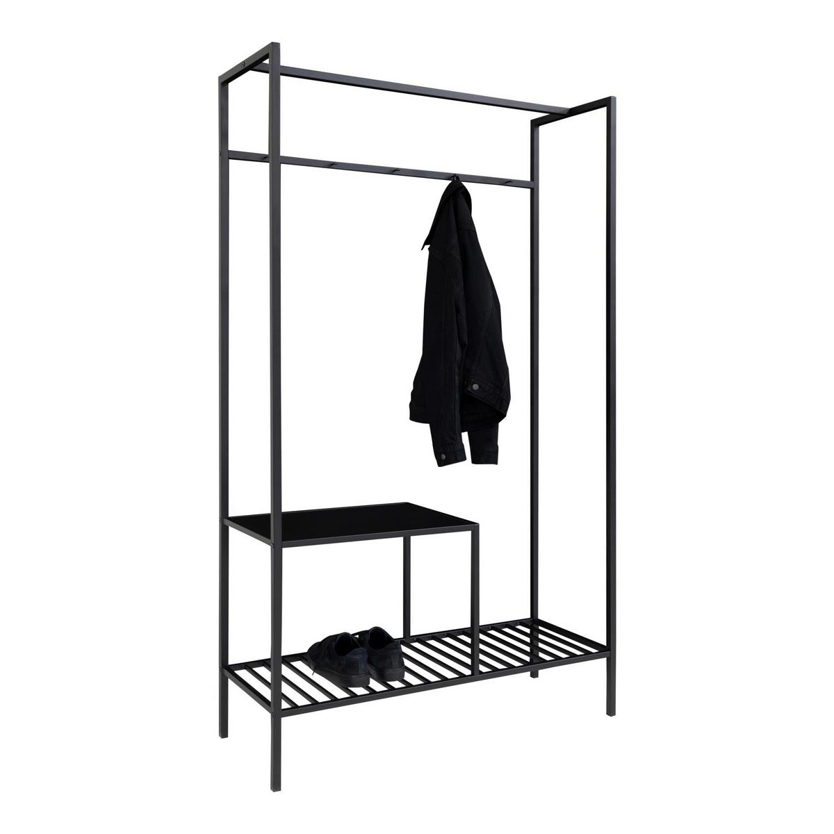 GARDEROBE Vita Schwarz B: 101cm - Schwarz, Basics, Holzwerkstoff/Metall (101/170/38cm) - MID.YOU