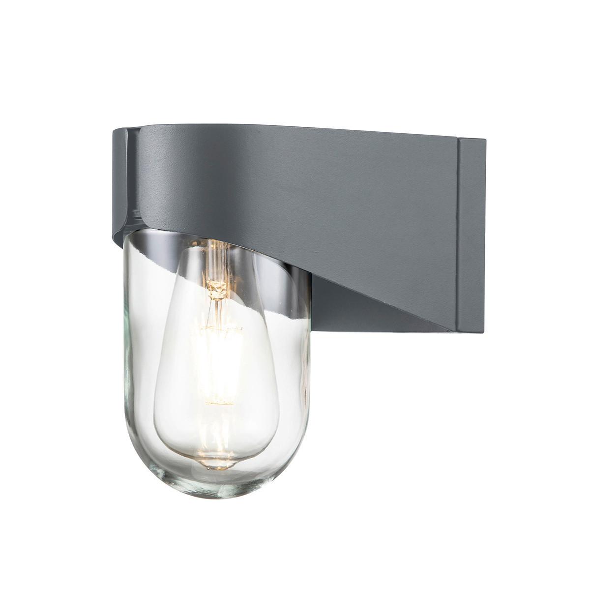 AUSSENWANDLEUCHTE PORTO - Grau, Design, Glas/Metall (11,5/18,8cm) - Elstead Lighting