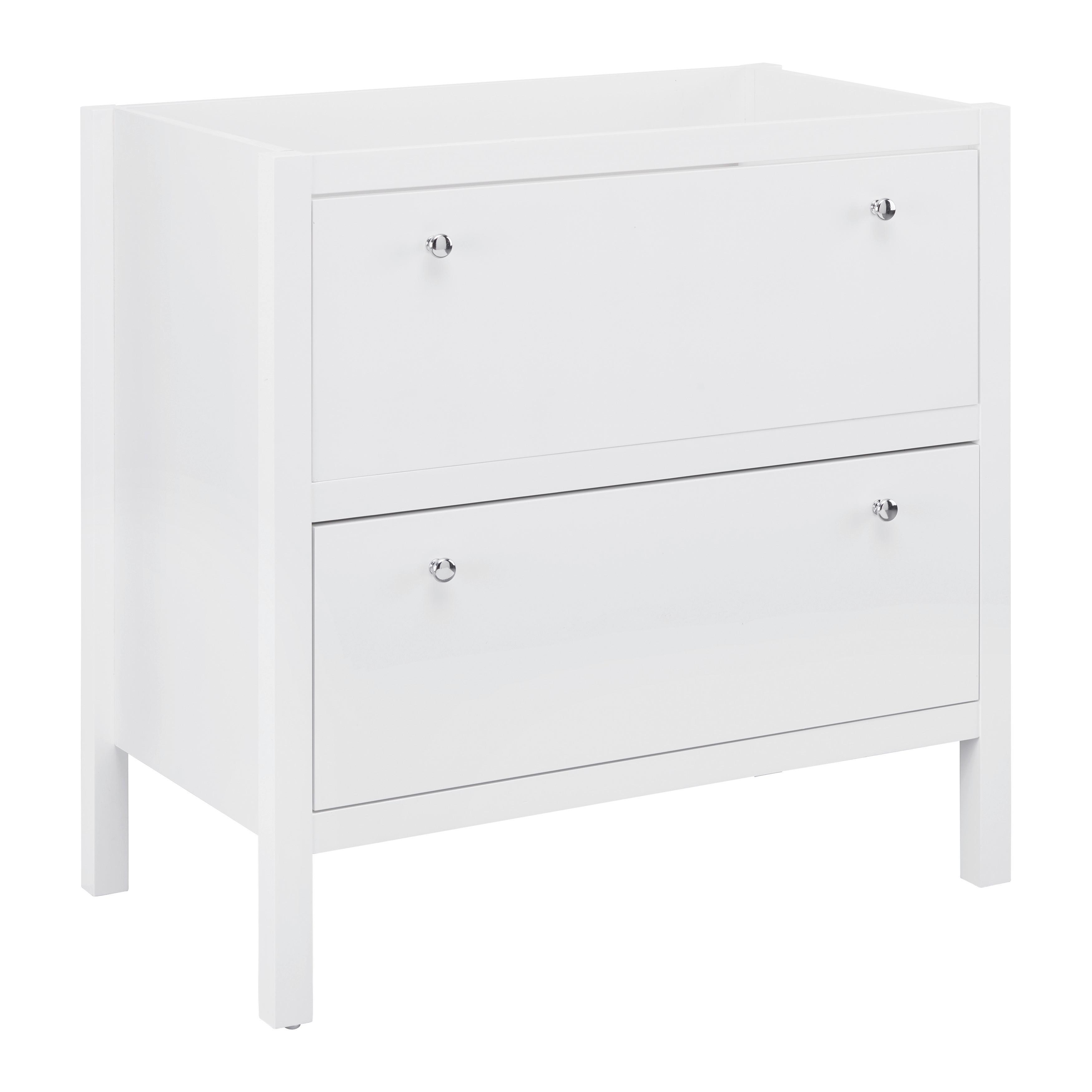 Spodná skrinka GINEVRA biela - biela/strieborná, Modern, kov (80/80/46cm) - Bessagi Home