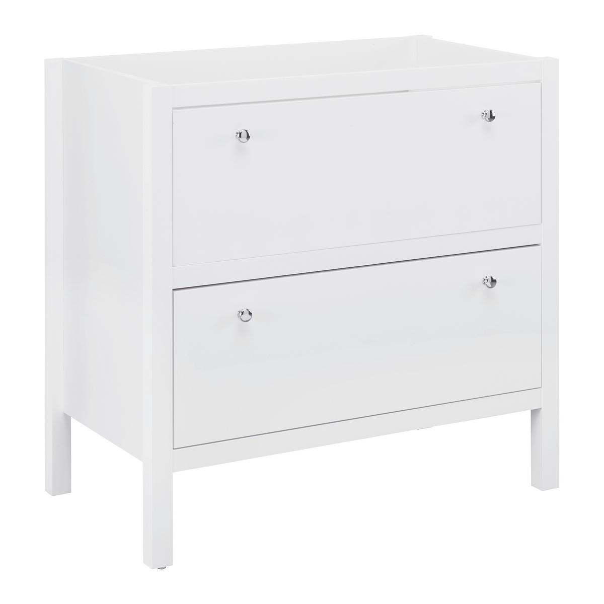 Spodná skrinka GINEVRA biela - biela/strieborná, Modern, kov (80/80/46cm) - Bessagi Home