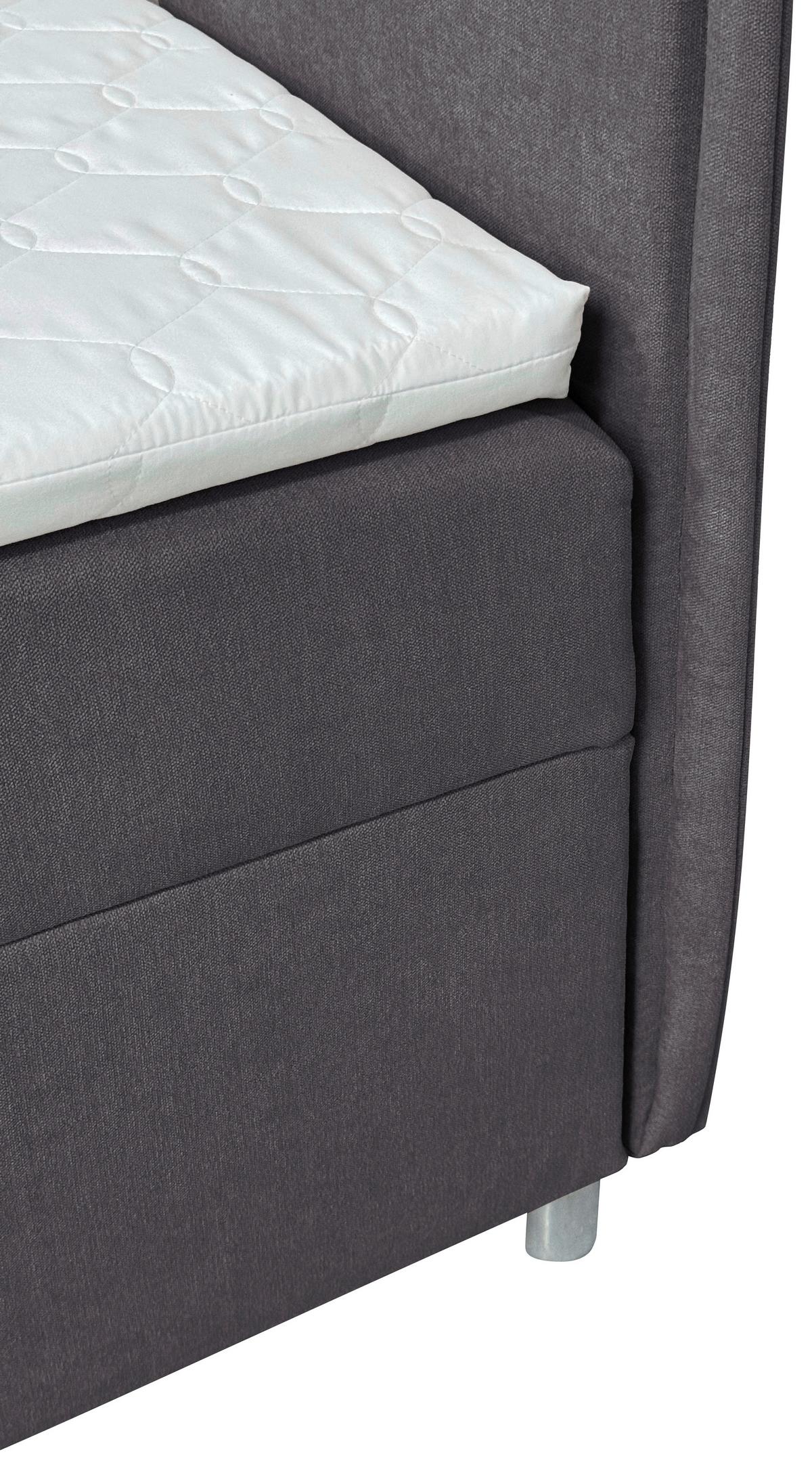 Boxbett Mit Topper & Bettkasten 180x200 Levie - Silberfarben/Graphitfarben, Basics, Textil (180/200cm) - MID.YOU