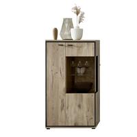 Vitrine Ruben - Eichefarben/Schwarz, KONVENTIONELL, Glas/Holzwerkstoff (80/144/40cm) - Livetastic