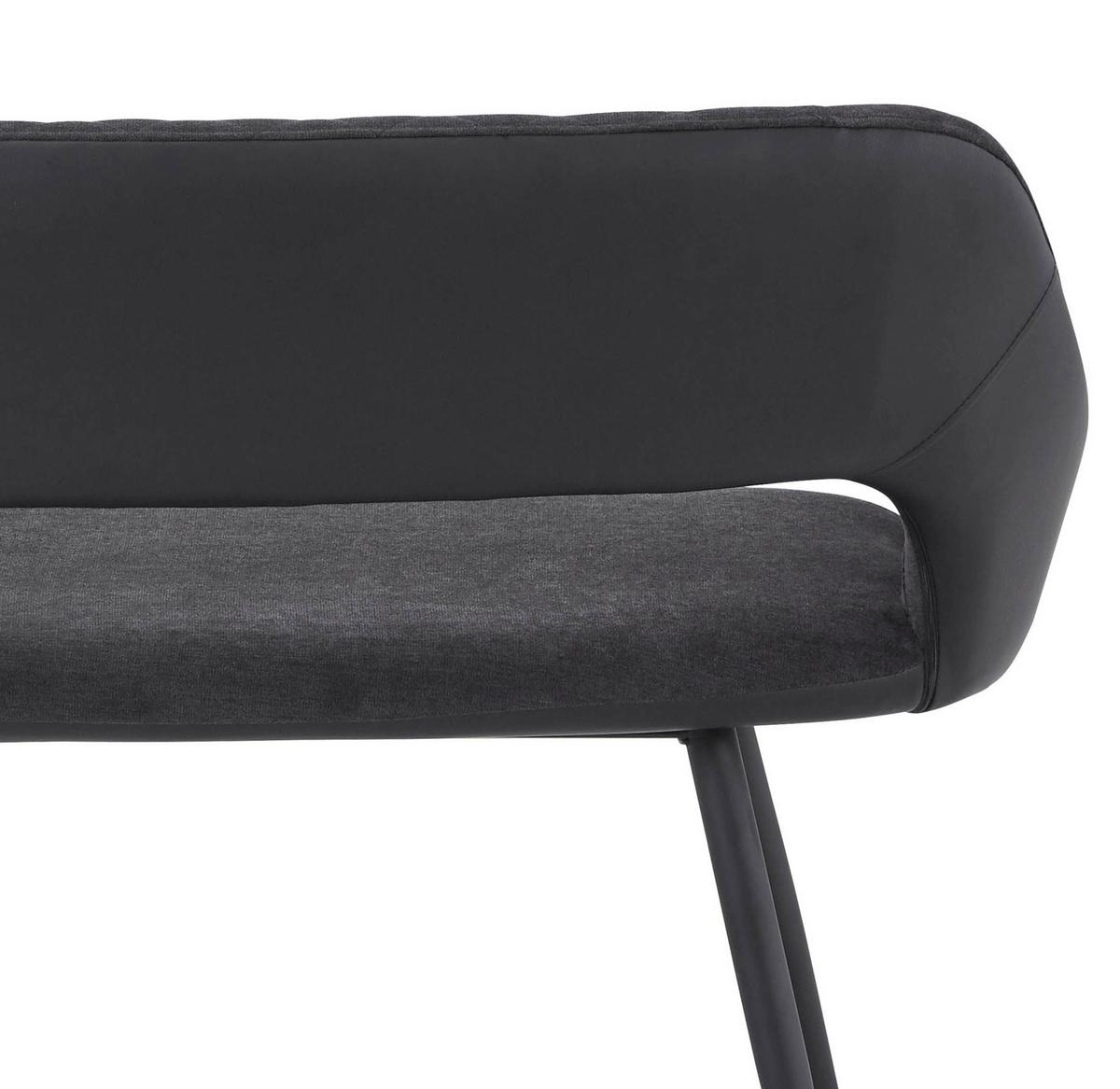 Sitzbank mit Lehne Gepolstert Anthrazit Porto B: 140 cm - Anthrazit/Schwarz, MODERN, Textil/Metall (140l) - MID.YOU