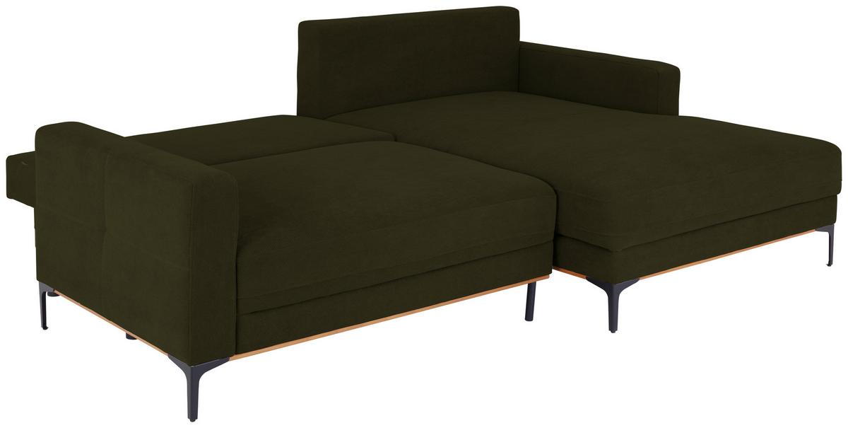 Ecksofa Bergamo - Schlammfarben/Schwarz, MODERN, Textil (238/162cm) - Ondega