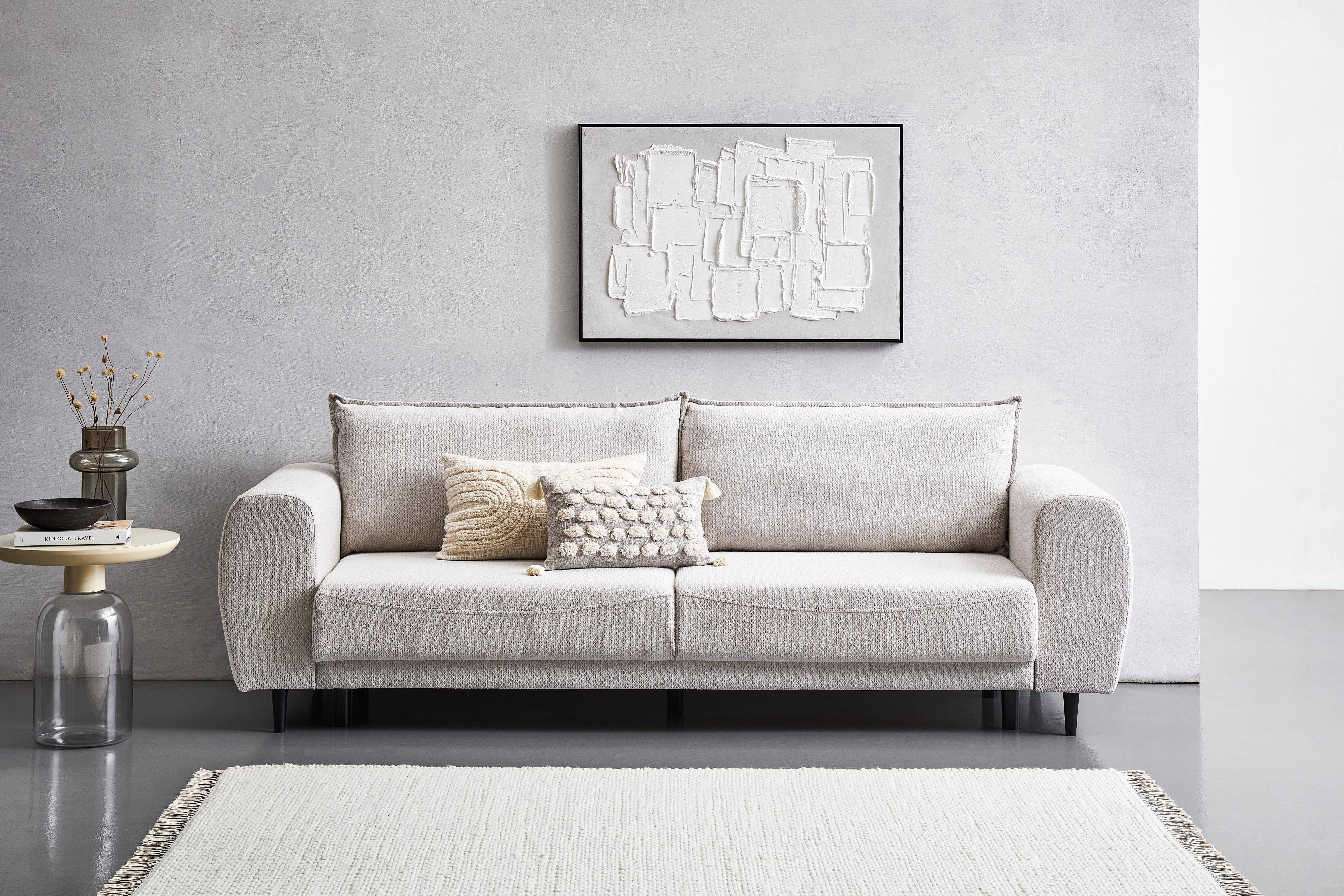 3-sitzer-sofa Mit Schlaffunktion Siena B: 245 Cm - Hellgrau/Schwarz, Design, Textil (245/85/92cm) - Livetastic