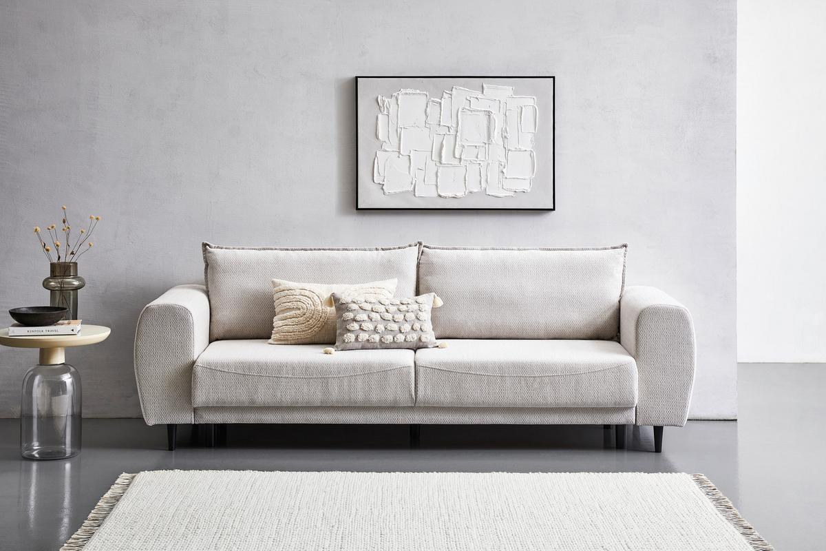 3-sitzer-sofa Mit Schlaffunktion Siena B: 245 Cm - Hellgrau/Schwarz, Design, Textil (245/85/92cm) - Livetastic