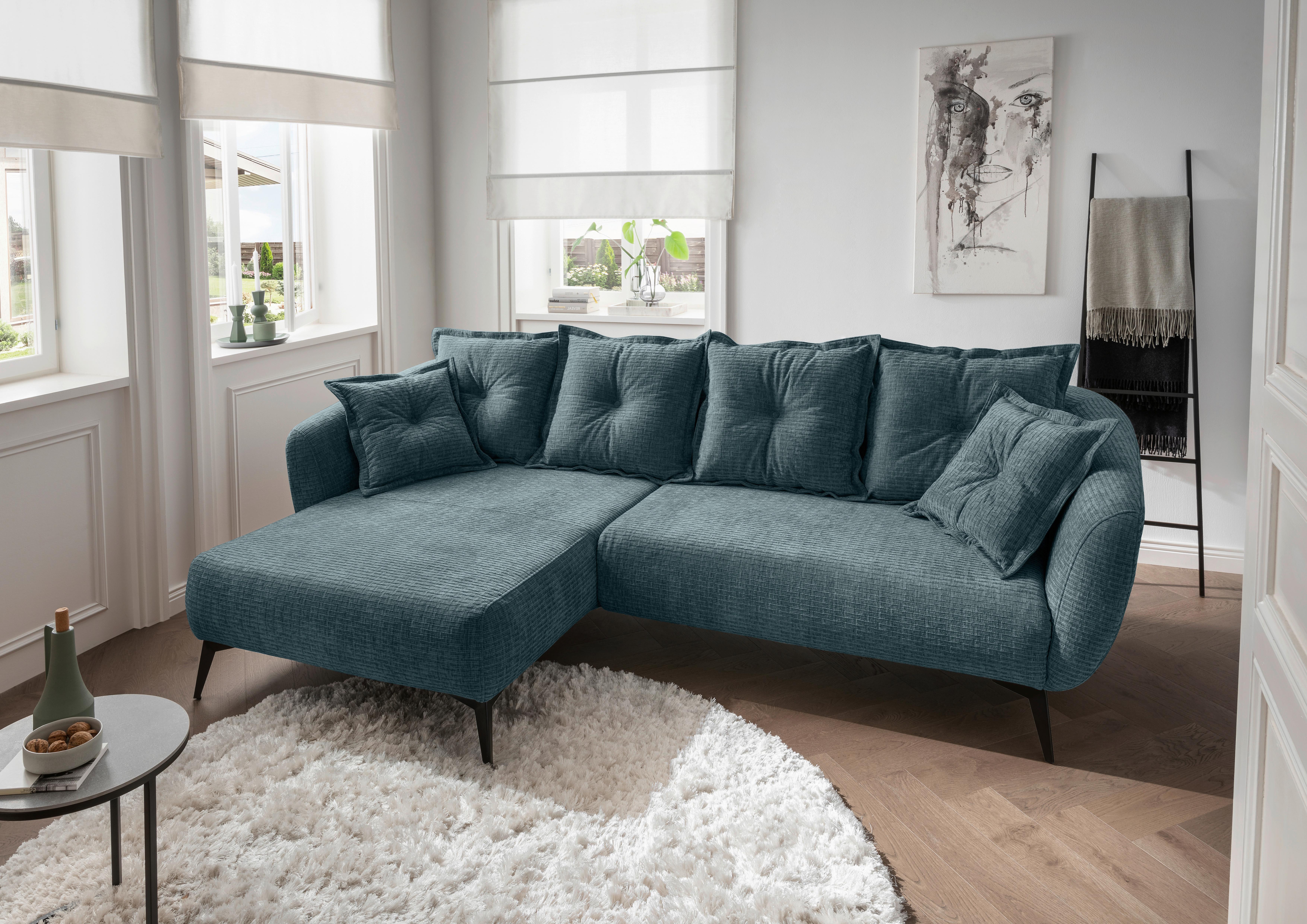 Ecksofa Baggio Blau S: 162x277 Cm - Blau/Schwarz, MODERN, Textil (162/277cm) - Livetastic