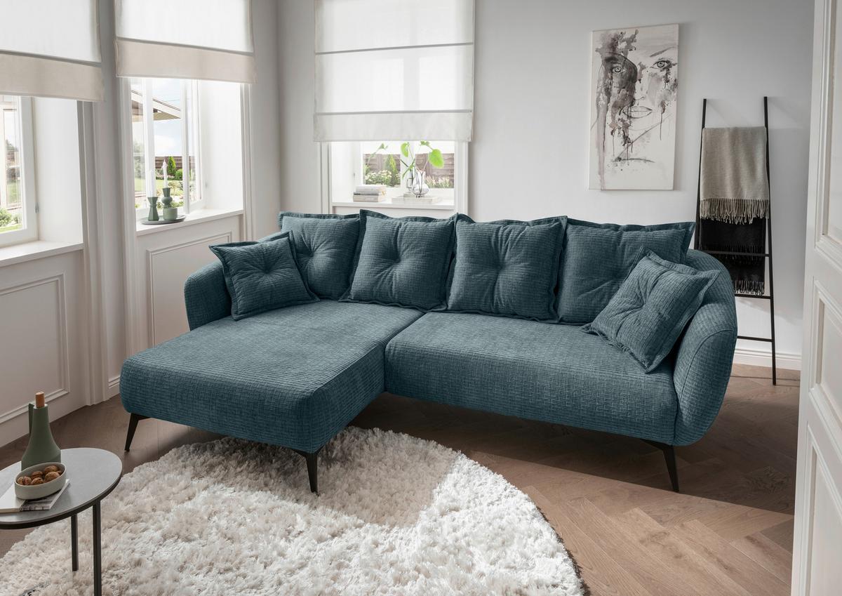 Ecksofa Baggio Blau S: 162x277 Cm - Blau/Schwarz, MODERN, Textil (162/277cm) - Livetastic