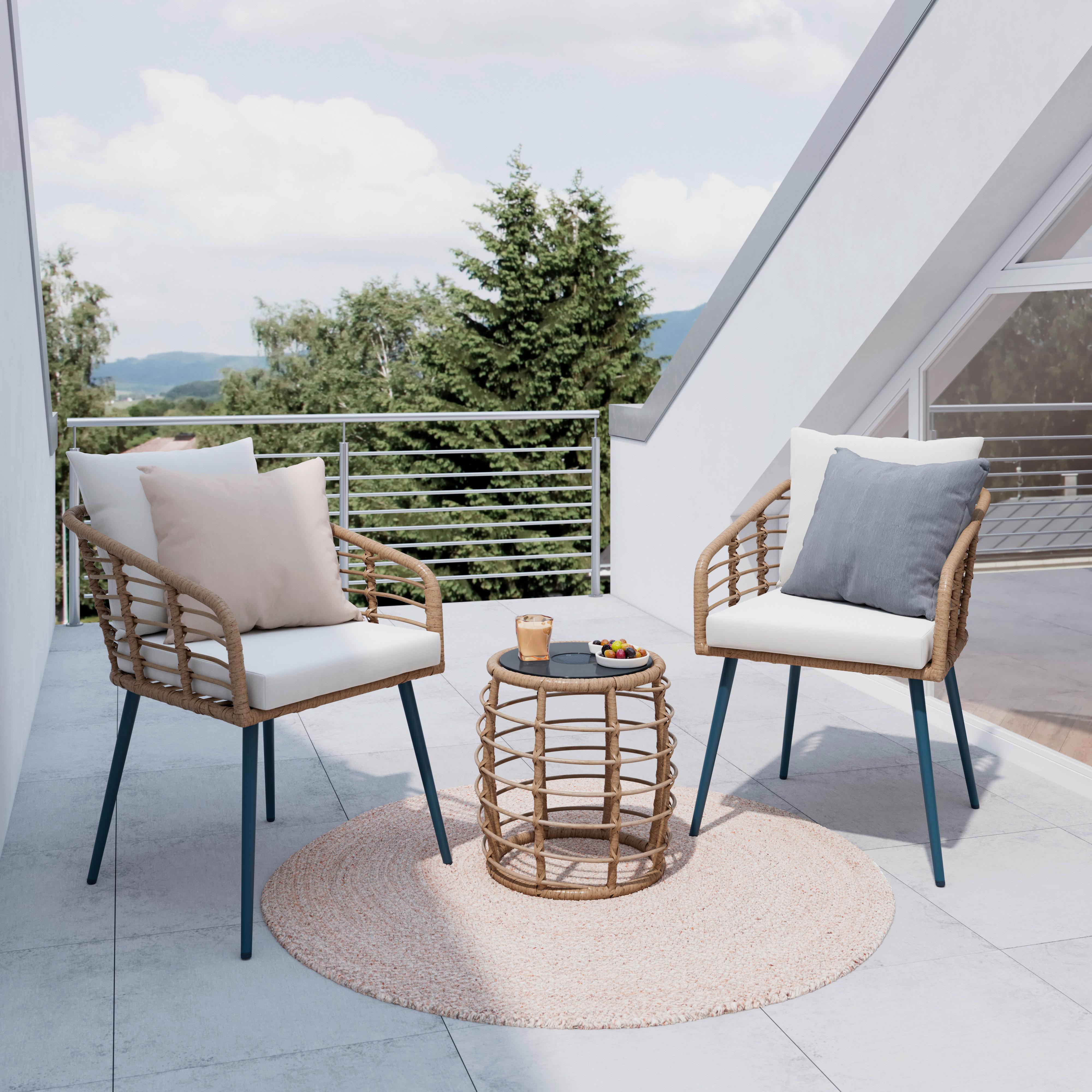 SADA NA BALKON LENI 1 - černá/přírodní barvy, Moderní, kov/textil (56/62/72cm) - Mömax