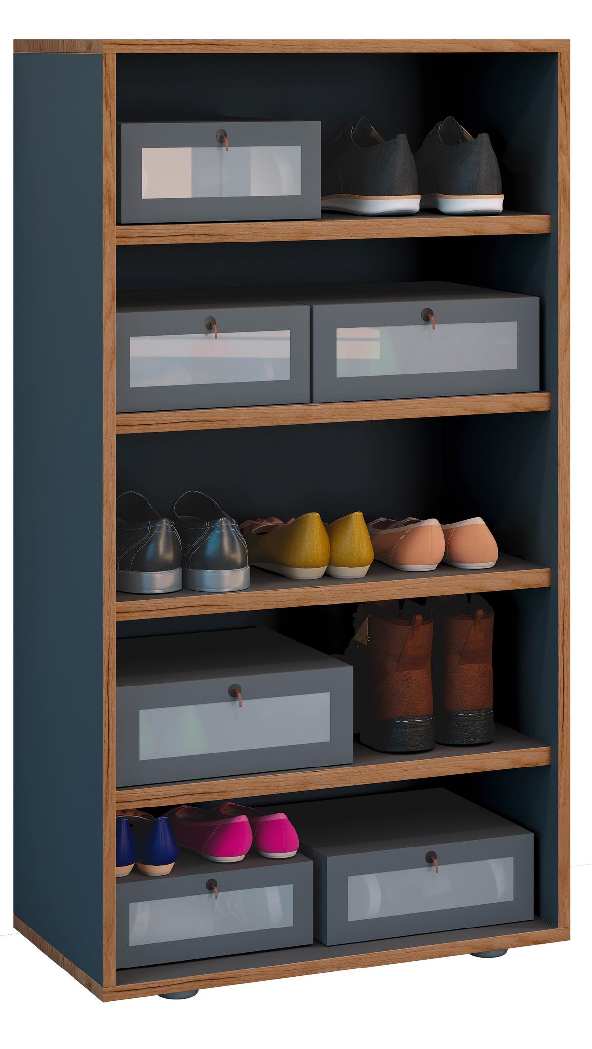 Schuhregal Salia Anthrazit/honigeiche B: 60 Cm - Honigeiche/Anthrazit, Design, Holzwerkstoff (60/110/33cm) - MID.YOU