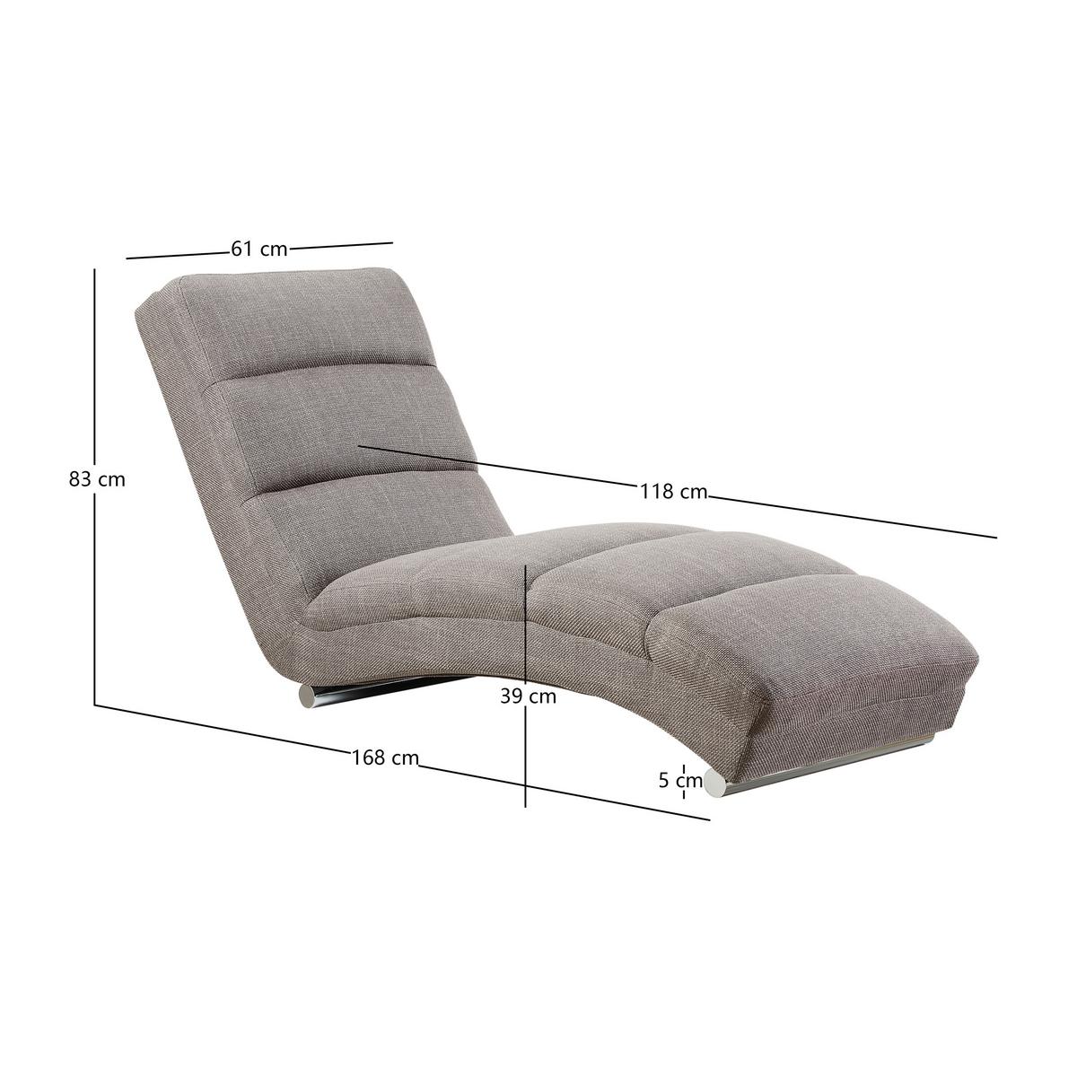 Relaxliege Chaiselongue, Grau B: 170 Cm - Chromfarben/Grau, MODERN, Textil (170/82/60cm) - Livetastic