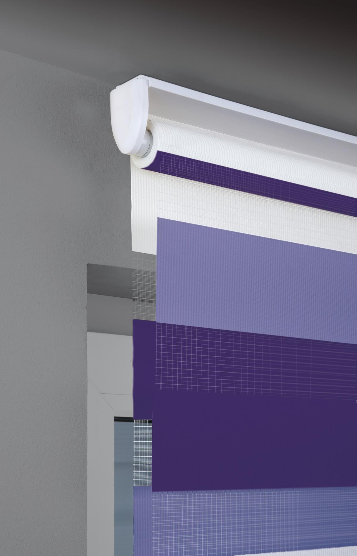 Doppelrollo Just Triple Grau, Weiß, Violett B: 80 cm - Violett/Weiß, Basics, Textil (80/210cm) - Homeware
