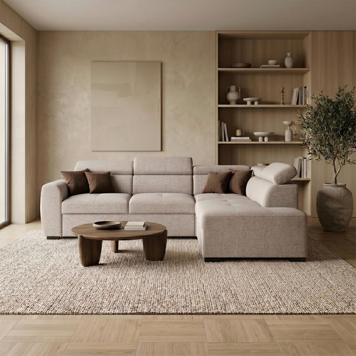 Rohová sedačka KELIO 2, obojstranná, sivohnedá - taupe, Modern (245/184cm) - Mömax