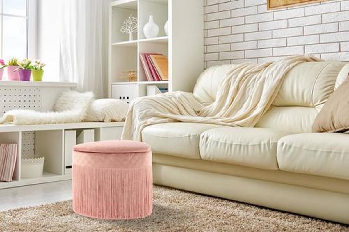 Taburet, růžová - růžová, Basics, dřevo/kompozitní dřevo (43/42/48cm)