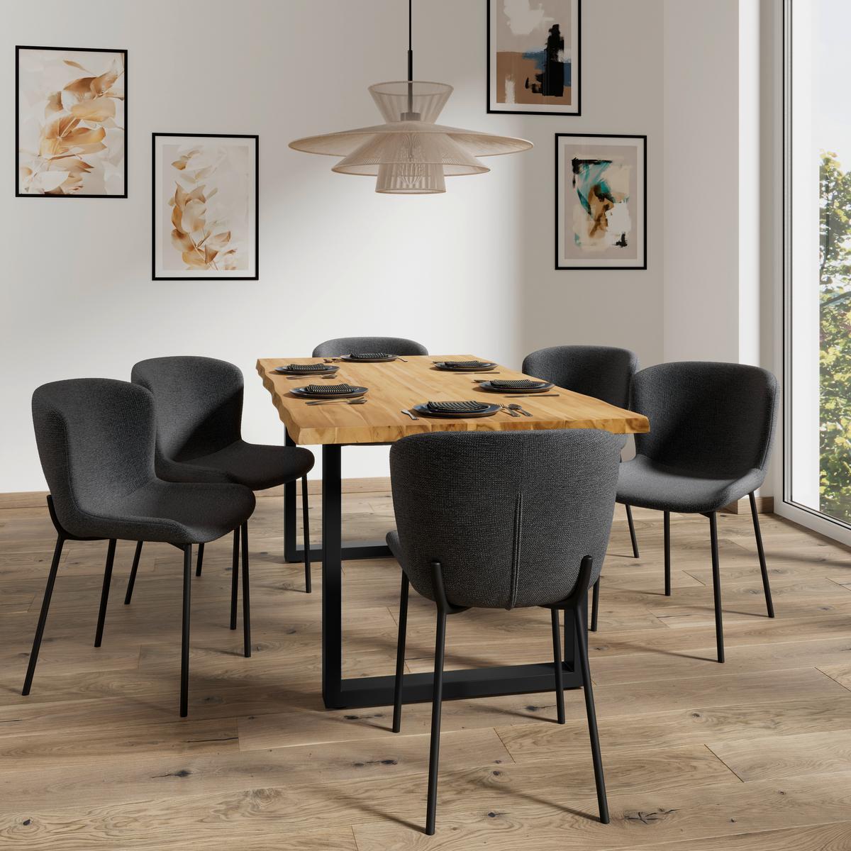 ŽIDLE NOEMIE - černá/tmavě šedá, Moderní, kov/dřevo (49/81/54cm) - Bessagi Home