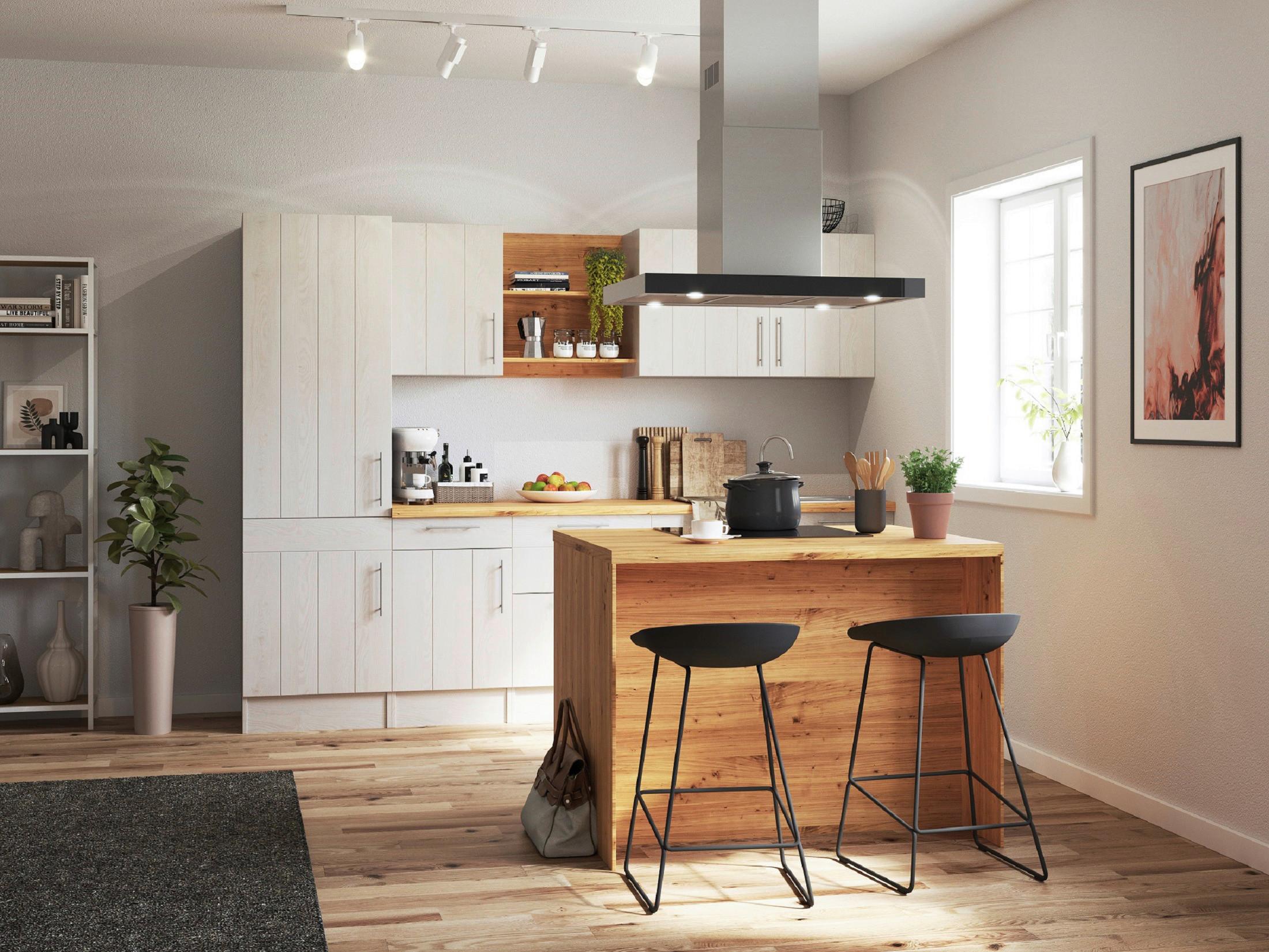 KÜCHENBLOCK ANTON INSELKÜCHE 280 CM - Wildeiche/Lärchefarben, LIFESTYLE, Holzwerkstoff (280-124cm) - Respekta