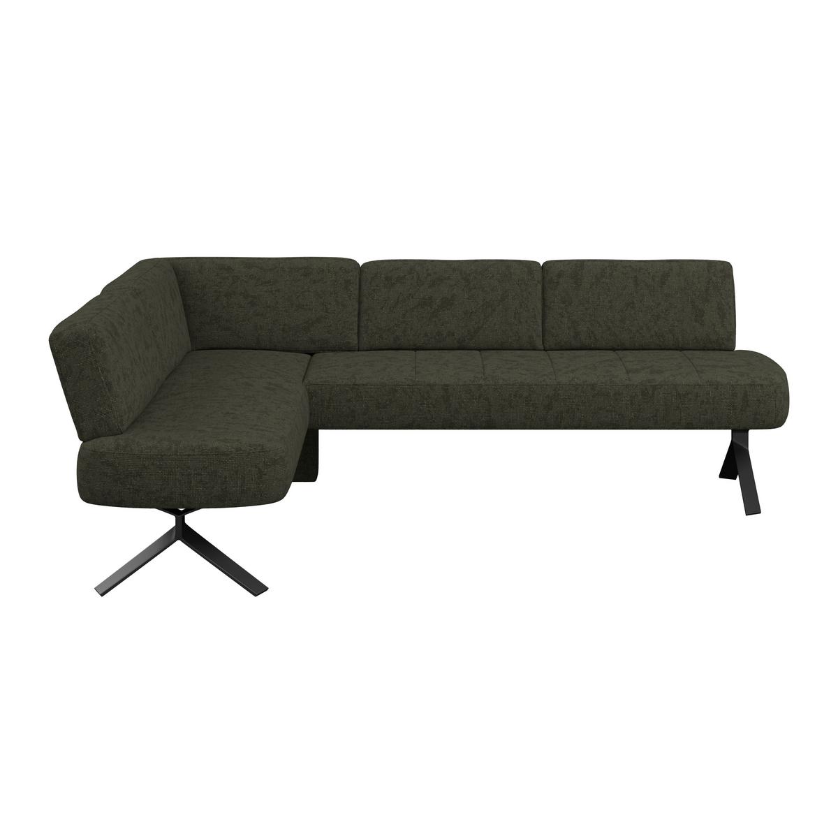 Eckbank grün mit Metallbeinen Ulmo 176x248 cm - Schwarz/Grün, MODERN, Textil/Metall (176/248cm)