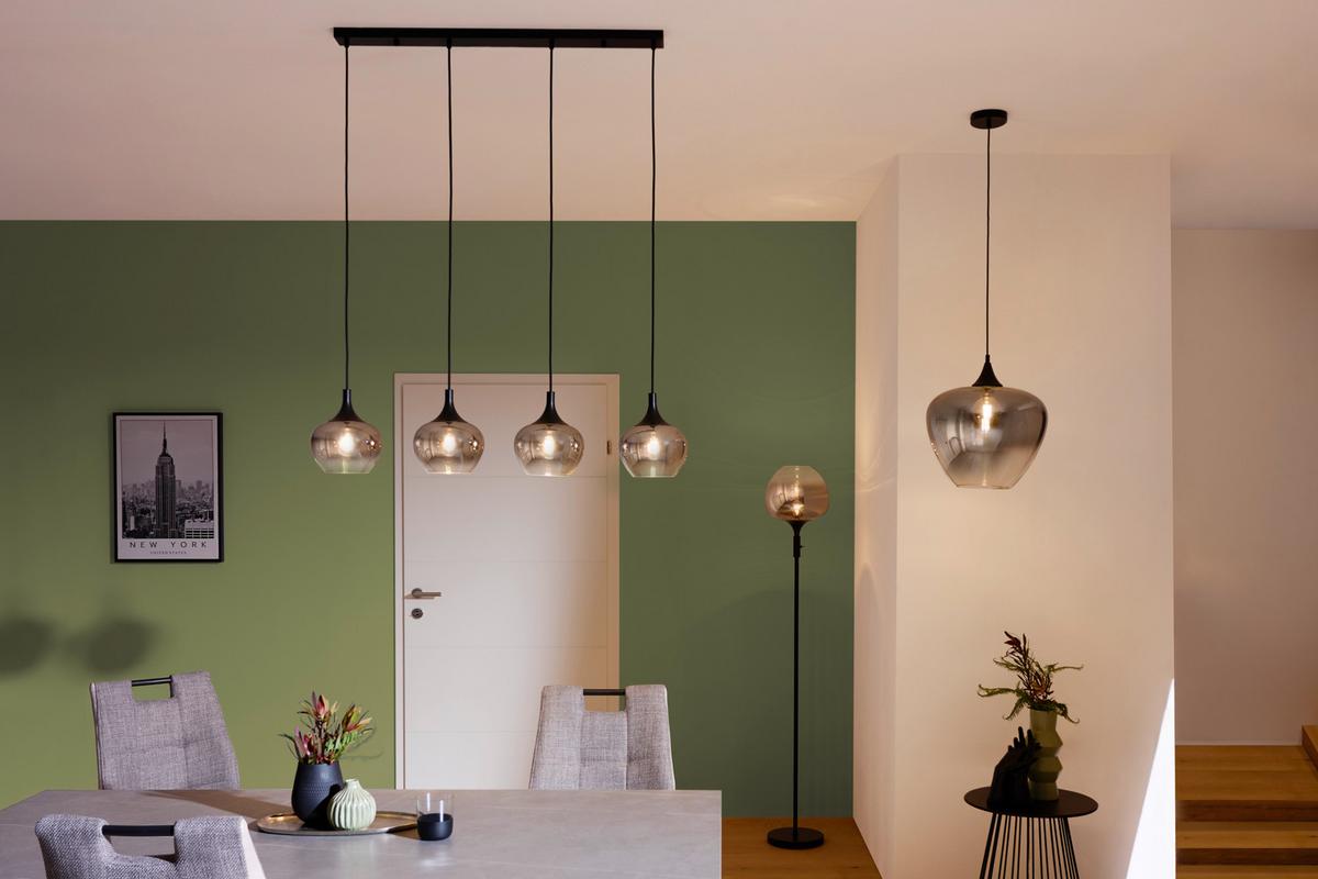 STOJACIA LAMPA MAXY - čierna, Design, kov/sklo (39/25/150cm) - Globo