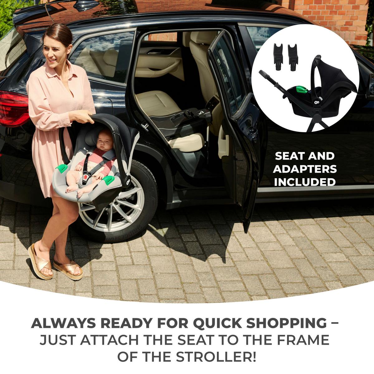 Kinderwagenset Newly 4-In-1 Beige, B/H/T: 54x100x94cm - Beige/Schwarz, Basics, Metall (54/100/94cm) - Kinderkraft